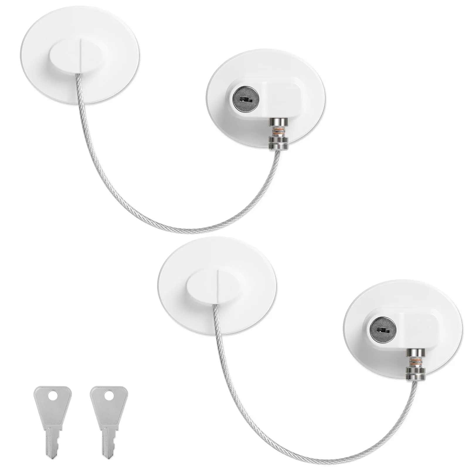 Romon Blocca Cassetti Per Bambini 2 Pezzi, Chiusure Sicurezza Bambini Con 4 Chiavi Per Porte, Finestre E Frigoriferi, Cassetti, Lavatrici, Armadi, Attenzione Alla Sicurezza Dei Bambini - immagine 1