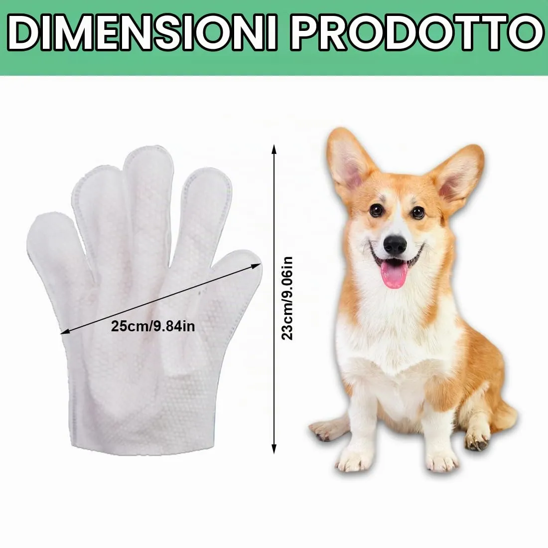 WeddHuis Guanti per Animali Domestici, Salviette per Pulizia per Cani e Gatti, Pelo, Orecchie, Occhi, Zampe, Guanti per Lavare Animali Domestici, Cura Quotidiana e Viaggi, senza Sciaquare - immagine 2