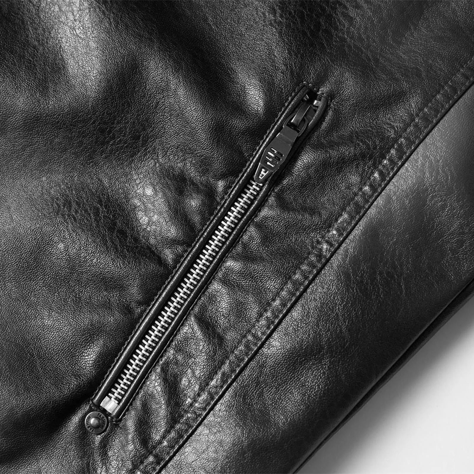 Giubbotto in Pelle Uomo, Giubbotto Manica Lunga Finta Pelle Biker Casuale Cotone Moda Giacca a Vento per Le Mezze Stagioni Giacca Pelle Moto Giacca da Lavoro Cappotto in Ecopelle - immagine 2