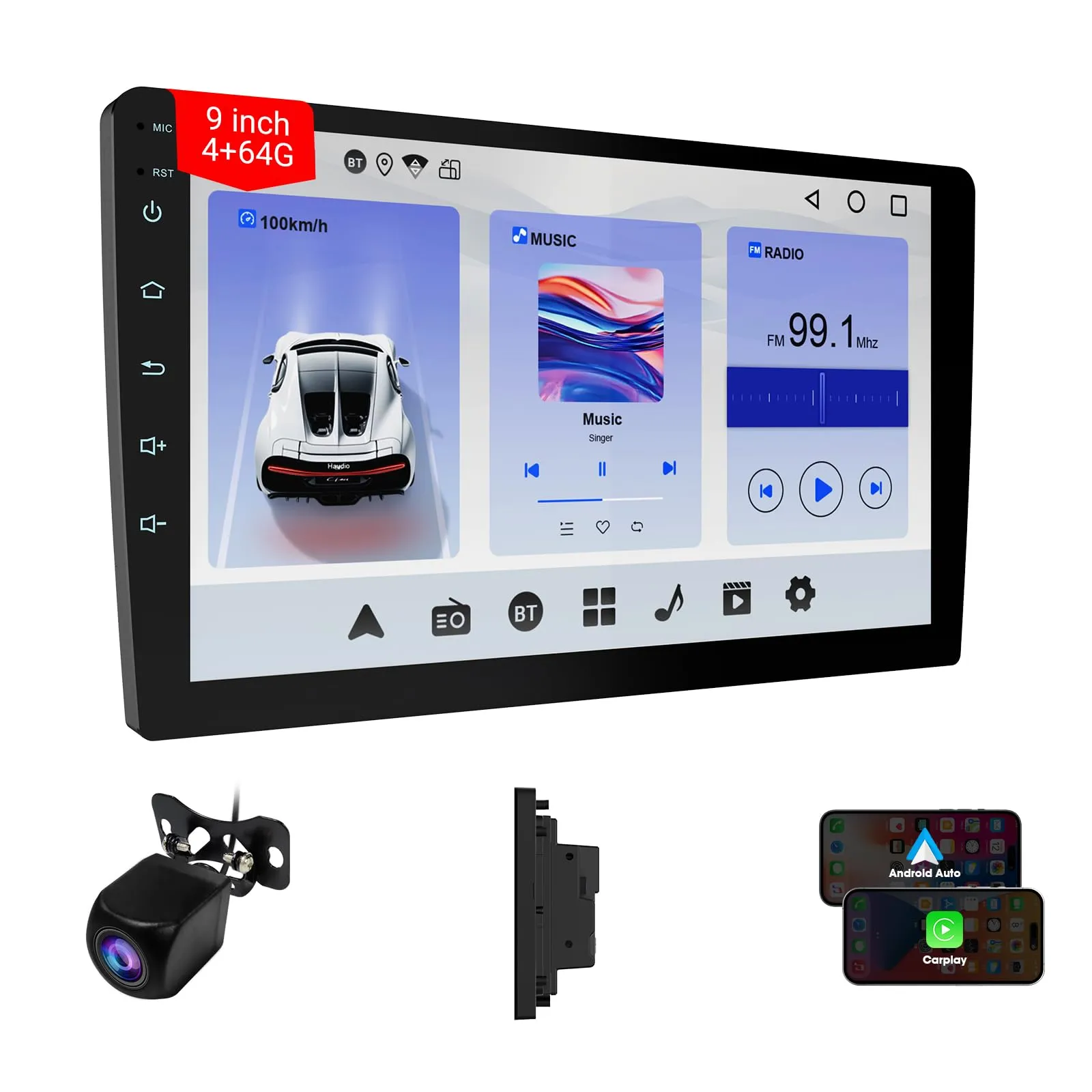 Haudio Autoradio da 9 Pollici, Autoradio 2 DIN con Apple Carplay Wireless & Android Auto, Telecamera Retromarcia HD, GPS, Mirror Link, Radio SWC/AM/FM Adatta Maggior Delle Auto 4+64GB (Aggiorna CPU) - immagine 1