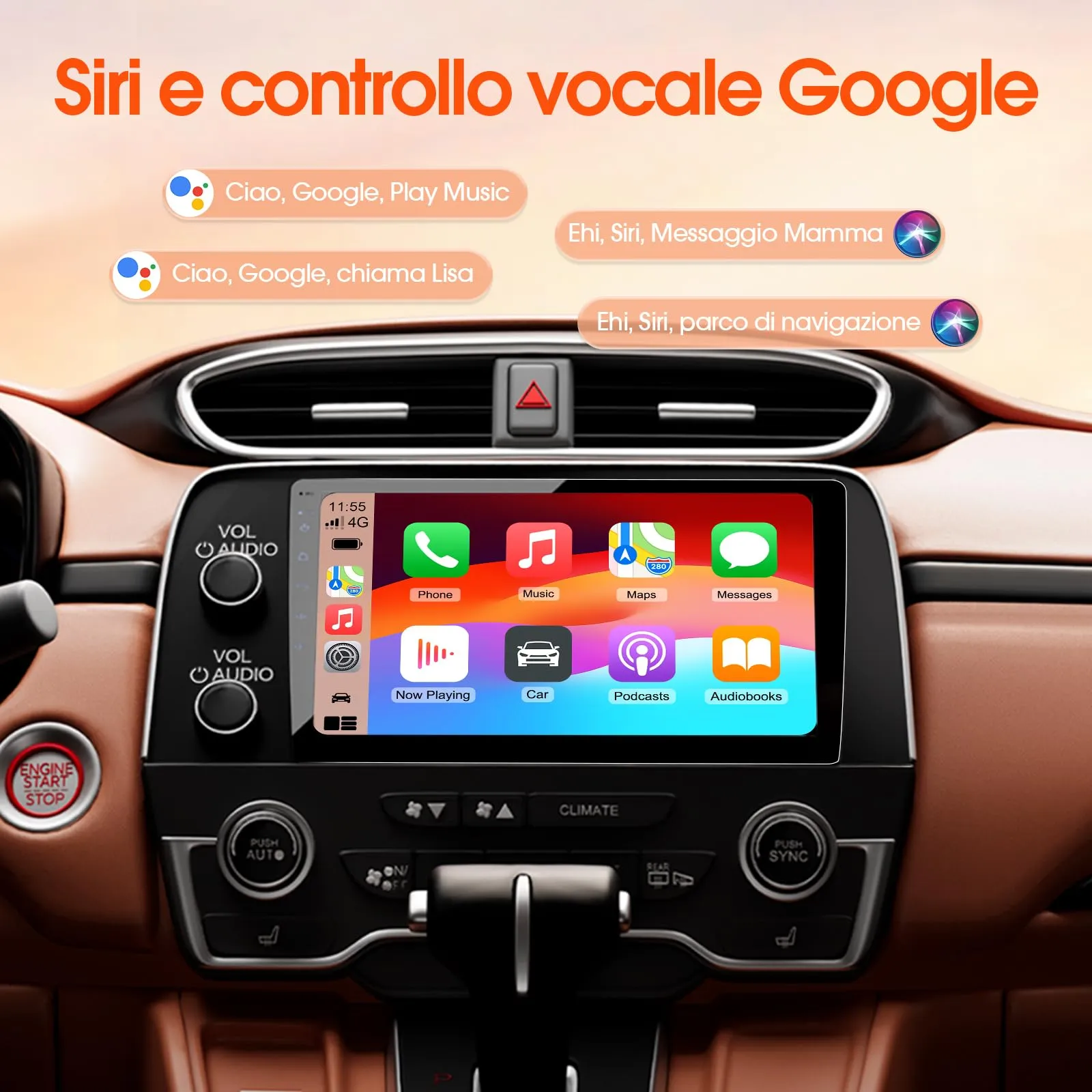 Haudio Autoradio 2 Din con Apple CarPlay e Android Auto, 10,1Pollici IPS Schermo Supporta 25 Set Commutazione UI, Autostereo con Fotocamera Posteriore,Mirror Link,Controllo Vocale, SCW/FM/AM/RDS 2+64G - immagine 2