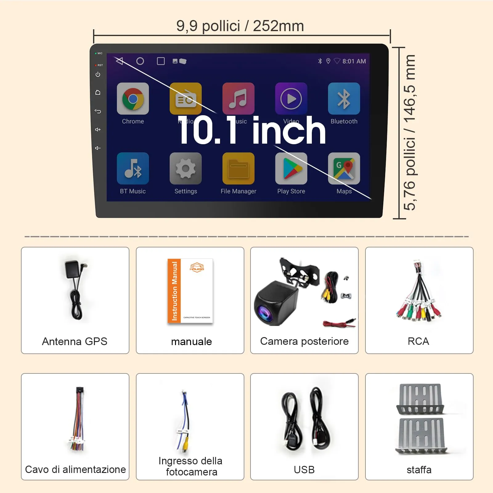 Haudio Autoradio 2 Din con Apple CarPlay e Android Auto, 10,1Pollici IPS Schermo Supporta 25 Set Commutazione UI, Autostereo con Fotocamera Posteriore,Mirror Link,Controllo Vocale, SCW/FM/AM/RDS 2+64G - immagine 9