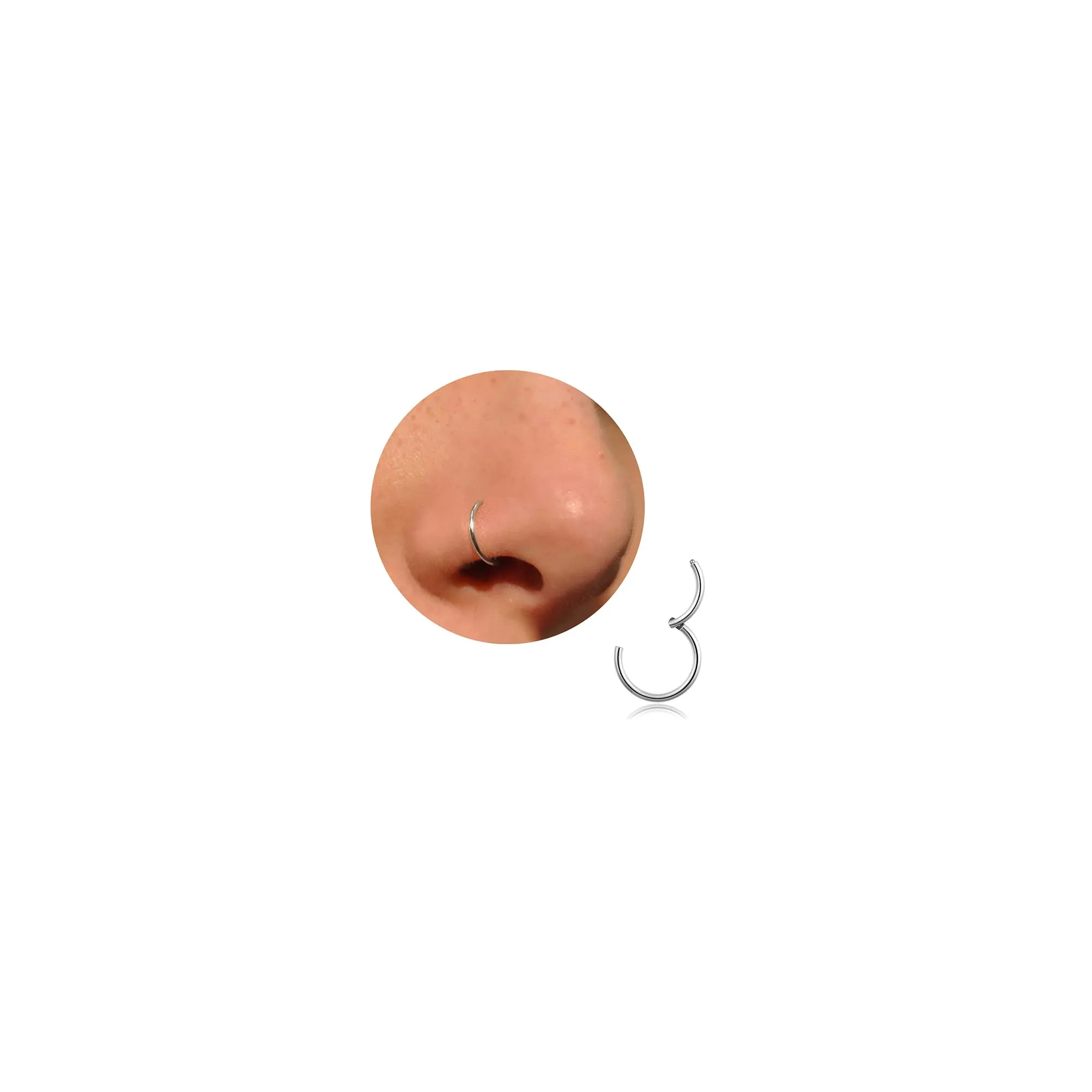 DAI JY Anello per naso Oro Argento sottile Piercing nasale Anello in titanio per donne e uomini 20G 18G 16G Septum Tragus Conch Orecchini Piercing labiale Anello per piercing nasale Gioielli 6mm/7mm - immagine 1