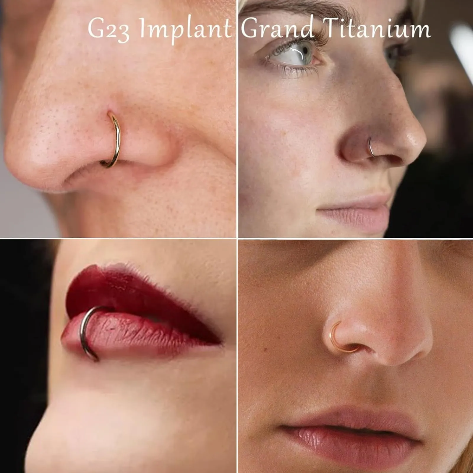DAI JY Piercing da naso in titanio fine dorato e argentato per uomo e donna 20/18/16 g, setto, tragus, conch, orecchini, piercing per labbra, piercing da naso, anelli per piercing 6/7/8/9/10 mm, 9mm - immagine 8