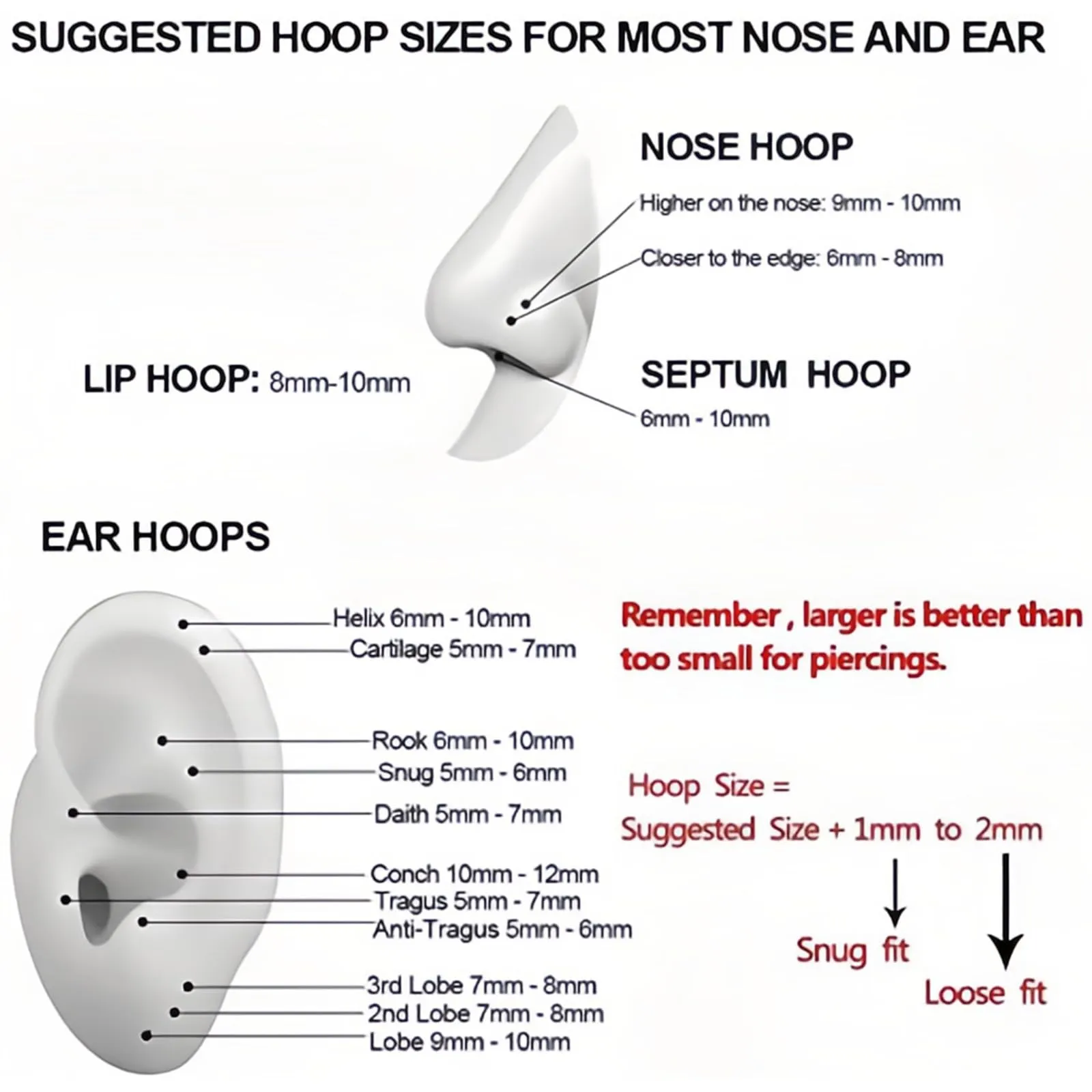 Anello da naso a cerchio in titanio da 20 G, 18 G, 16 G, orecchini a cerchio per cartilagine, per donne e uomini, in argento e oro, anello per setto nasale, trago, conch, helix, daith, piercing per - immagine 5
