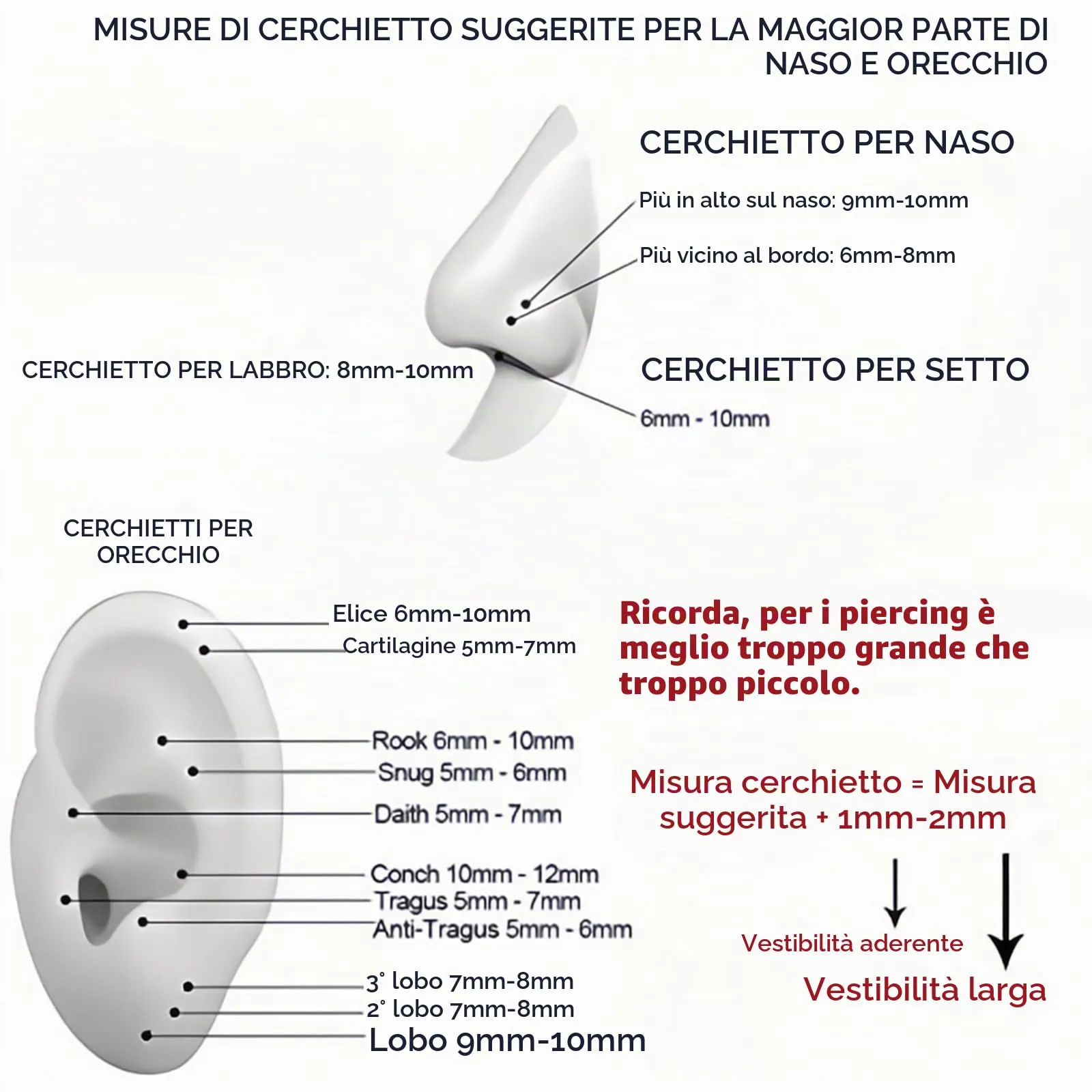 Anello a cerchio per naso in titanio da 20G 18G 16G, orecchini a cerchio per cartilagine per donne e uomini argento oro anello per naso anello per setto trago conch helix daith piercing per labbro - immagine 6