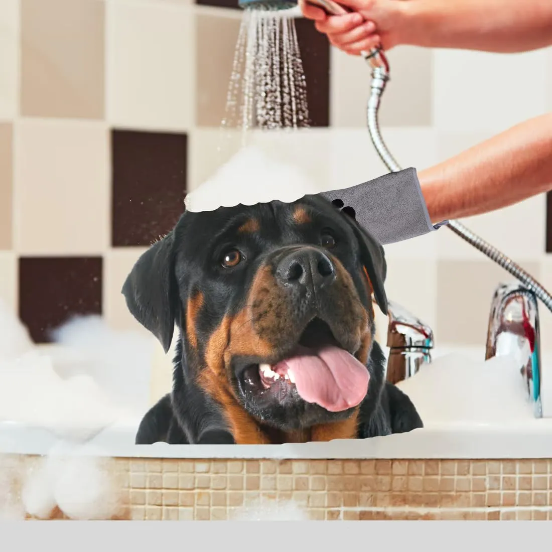 WeddHuis 2 Pcs Guanti per la Pulizia di Animali Domestici Asciugamano in Microfibra Assorbente Morbido e Durevole per Cani, Gatti e Altri Piccoli Animali (Grigio) - immagine 4