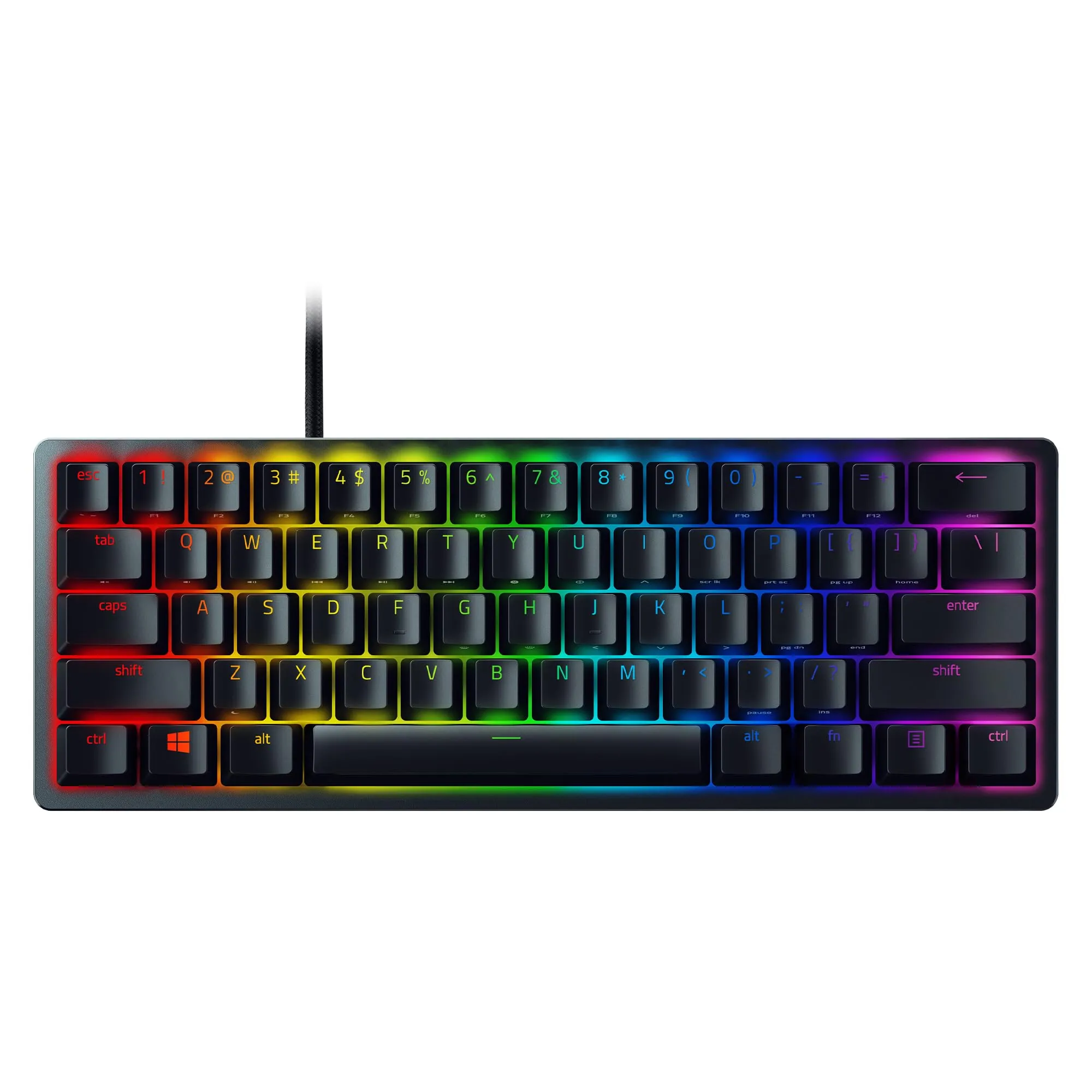 Razer Huntsman Mini (Interruttore Viola) - Tastiera da Gioco Compatta al 60% (Interruttori Ottico- a Scatto, Copri Tasti PBT Doubleshot, Cavo USB-C Staccabile) Layout QWERTY English (US), Nero - immagine 1