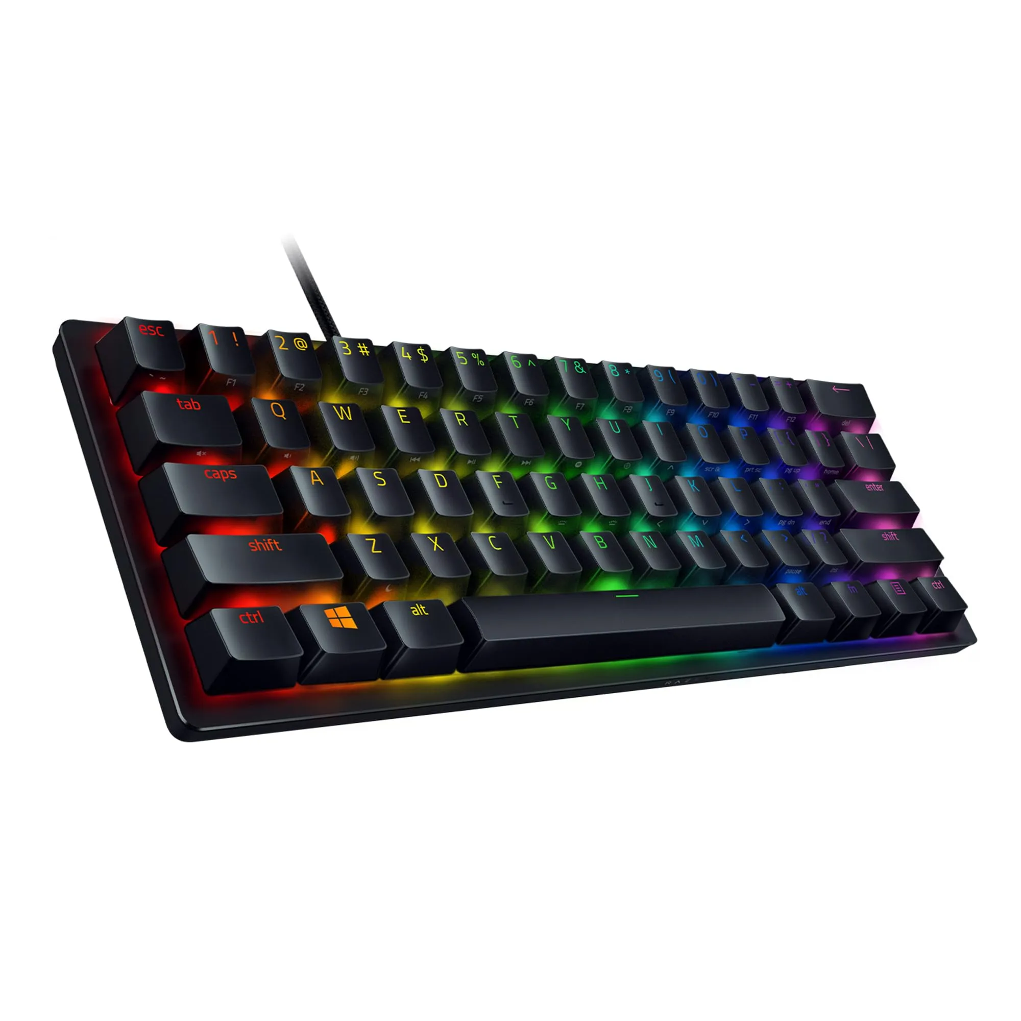Razer Huntsman Mini (Interruttore Viola) - Tastiera da Gioco Compatta al 60% (Interruttori Ottico- a Scatto, Copri Tasti PBT Doubleshot, Cavo USB-C Staccabile) Layout QWERTY English (US), Nero - immagine 7