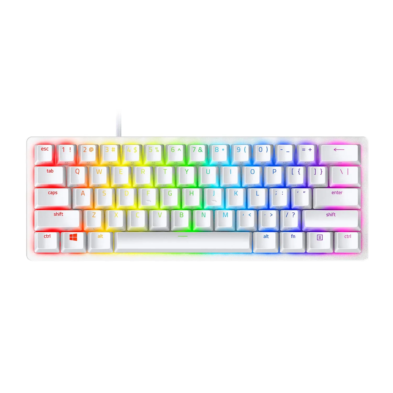 Razer Huntsman Mini (Interruttore Rosso) - Tastiera da Gioco Compatta al 60% (Interruttori Ottico- Lineari, Copri Tasti Doubleshot PBT, Cavo USB-C Rimovibile) Layout USA | Mercury Bianco - immagine 1