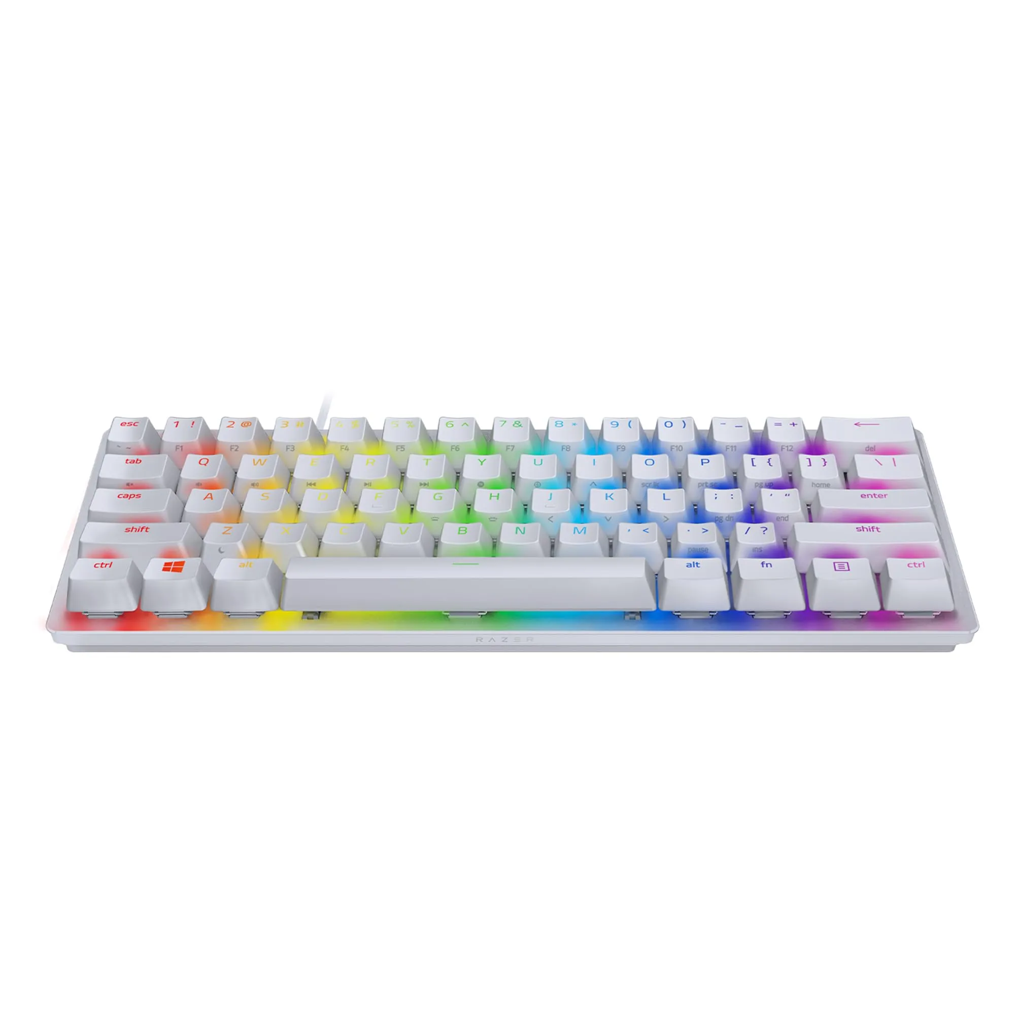 Razer Huntsman Mini (Interruttore Rosso) - Tastiera da Gioco Compatta al 60% (Interruttori Ottico- Lineari, Copri Tasti Doubleshot PBT, Cavo USB-C Rimovibile) Layout USA | Mercury Bianco - immagine 7