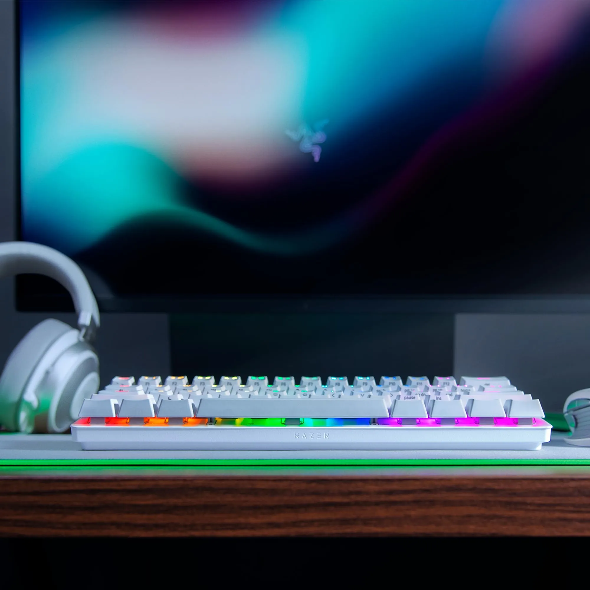 Razer Huntsman Mini (Interruttore Rosso) - Tastiera da Gioco Compatta al 60% (Interruttori Ottico- Lineari, Copri Tasti Doubleshot PBT, Cavo USB-C Rimovibile) Layout USA | Mercury Bianco - immagine 10