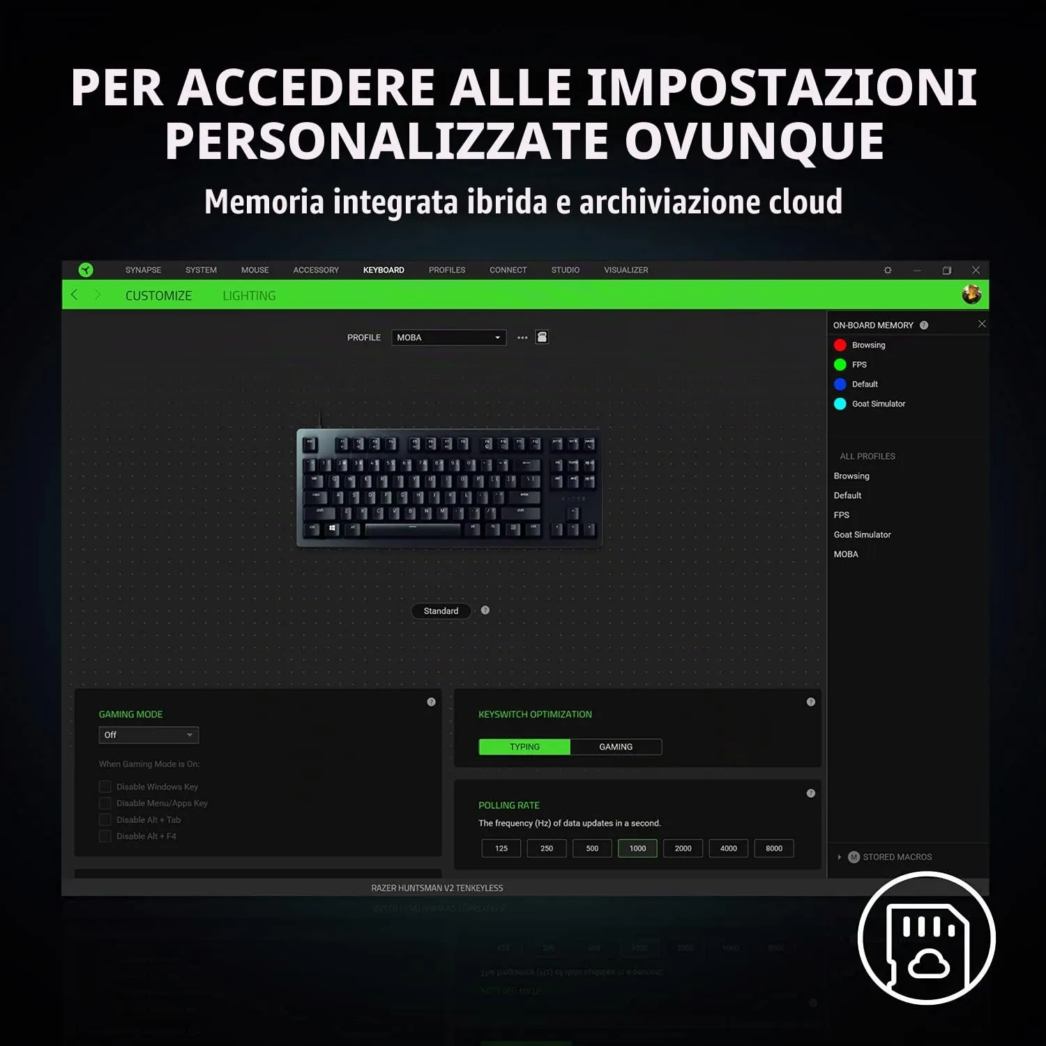 Razer Huntsman V2 Tenkeyless (Interruttore Viola) - Tastiera da Gioco Ottica (Interruttori Ottici a Scatto, Copri Tasti Doubleshot PBT, Poggiapolsi Ergonomico) Layout USA | Nero - immagine 7