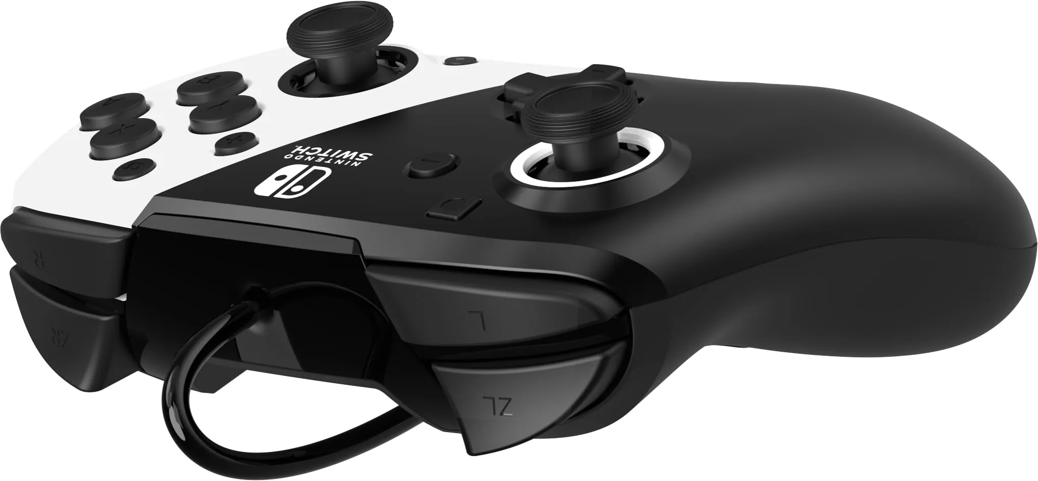 PDP Controller Gaming Faceoff Deluxe+ Wired Switch Pro - Bianco e nero - Licenza ufficiale Nintendo - Pulsanti e levette personalizzabili - Controller ergonomici - immagine 4