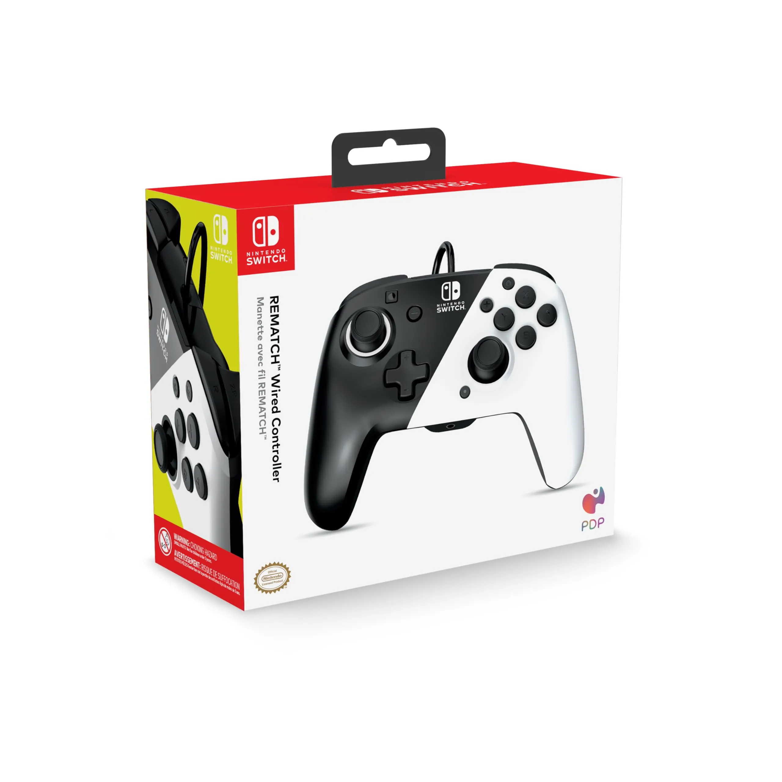 PDP Controller Gaming Faceoff Deluxe+ Wired Switch Pro - Bianco e nero - Licenza ufficiale Nintendo - Pulsanti e levette personalizzabili - Controller ergonomici - immagine 5