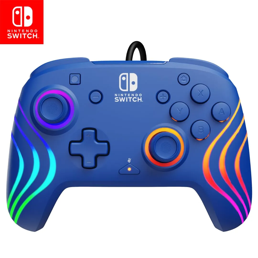 PDP Official Switch Afterglow Wave Wired Controller - Blue - immagine 1
