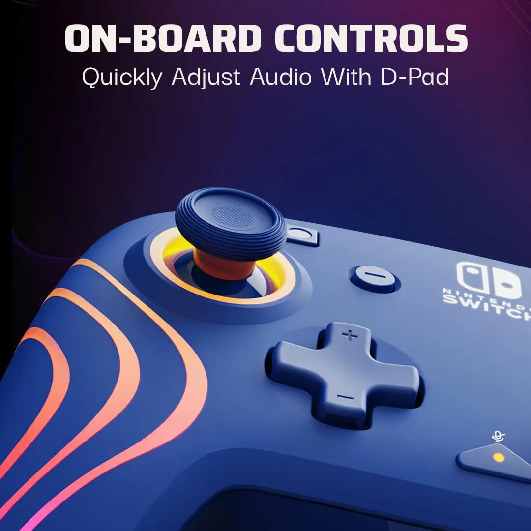PDP Official Switch Afterglow Wave Wired Controller - Blue - immagine 4
