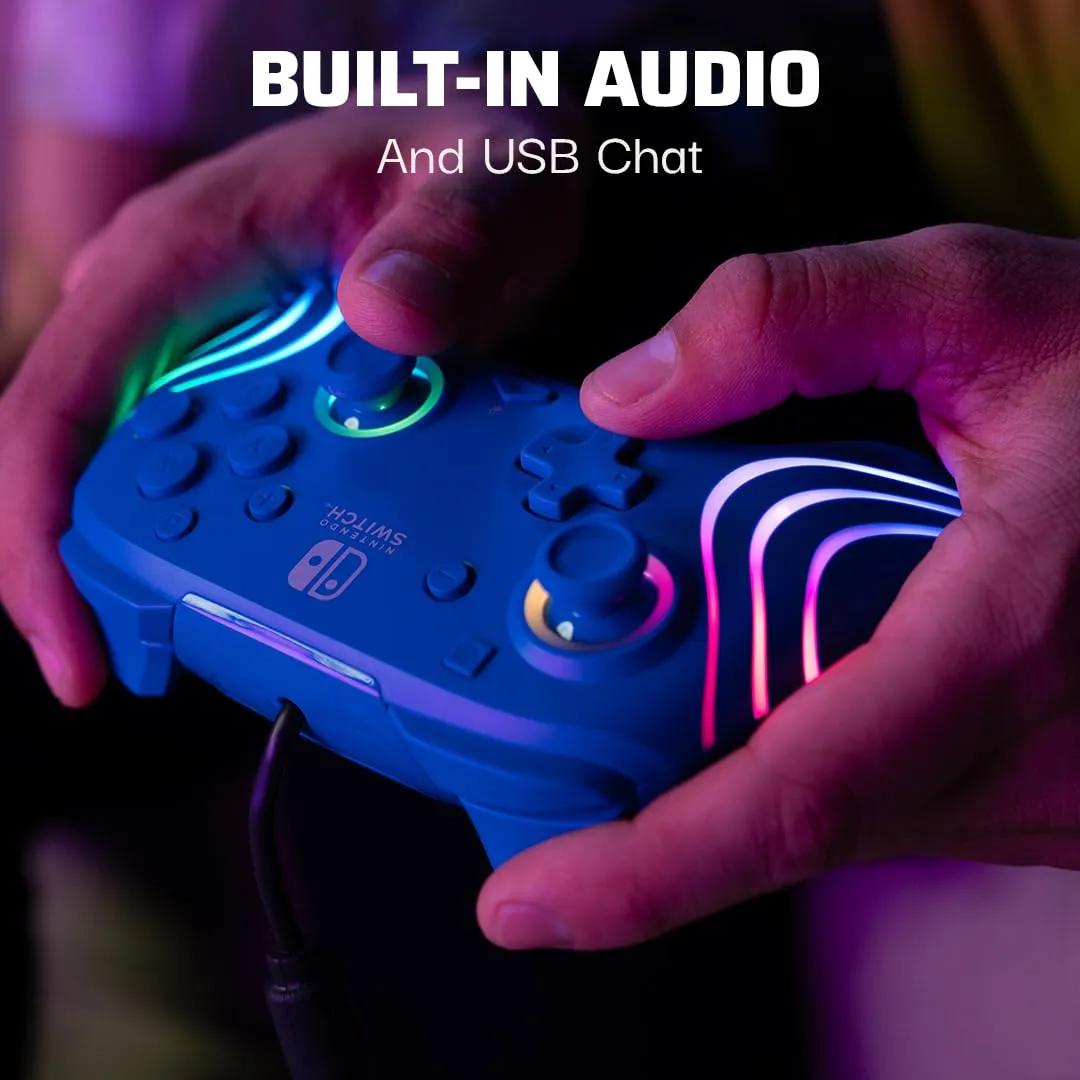 PDP Official Switch Afterglow Wave Wired Controller - Blue - immagine 6