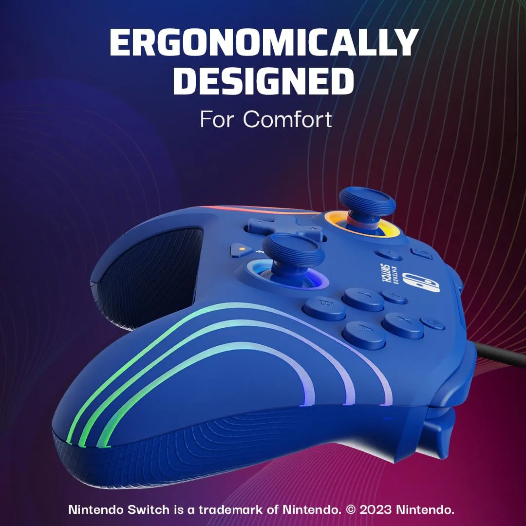 PDP Official Switch Afterglow Wave Wired Controller - Blue - immagine 7