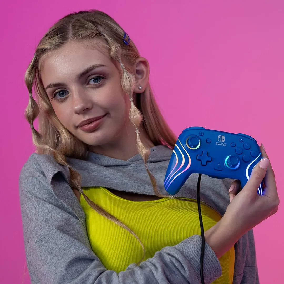 PDP Official Switch Afterglow Wave Wired Controller - Blue - immagine 9