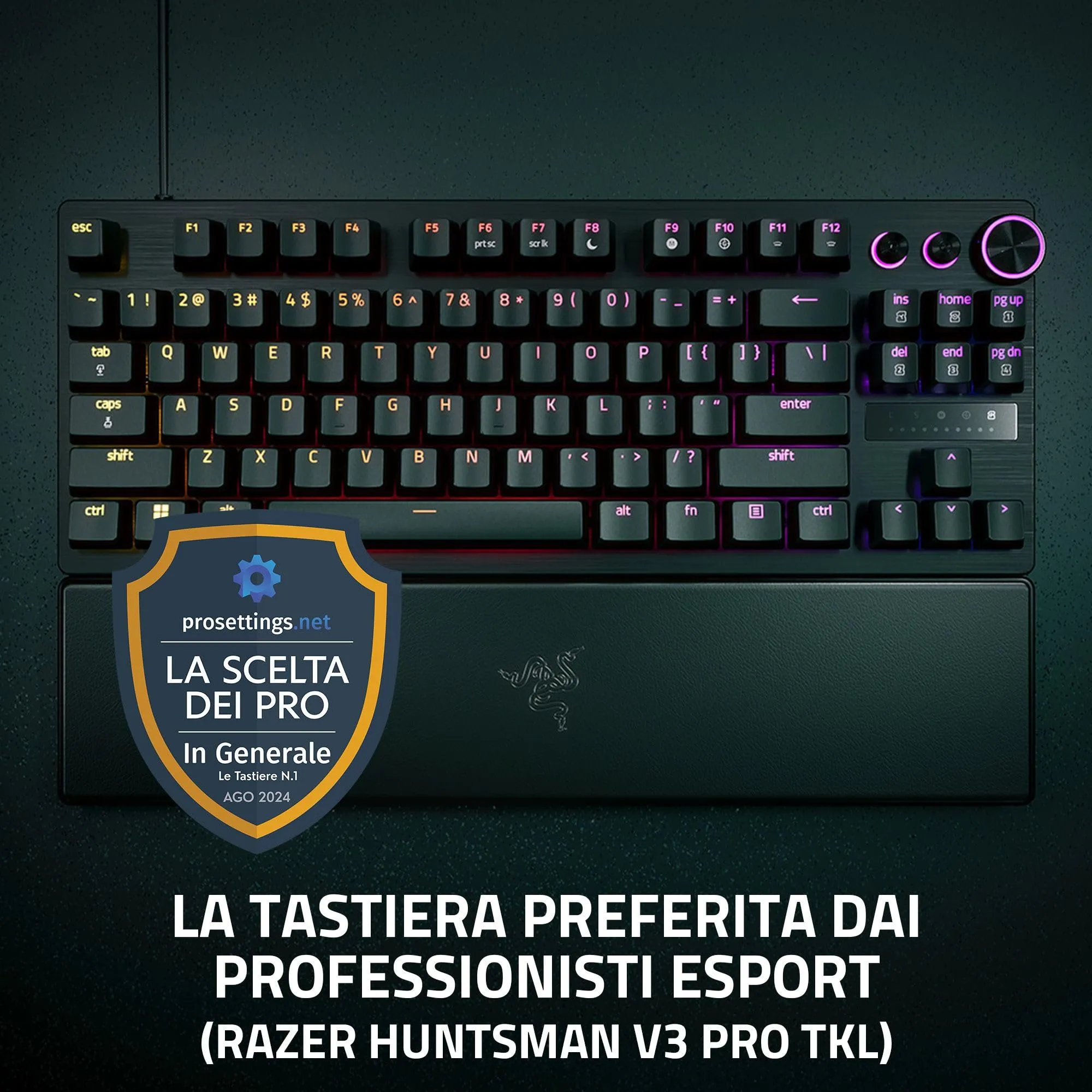 Razer Huntsman V3 Pro TKL - PC Tastiera ottica analogica tenkeyless per esport (Modalità Attivazione Rapida, Metodo di pulsazione/Snap Tap, Quadrante digitale multi-funzione) US-Layout | Nero - immagine 3