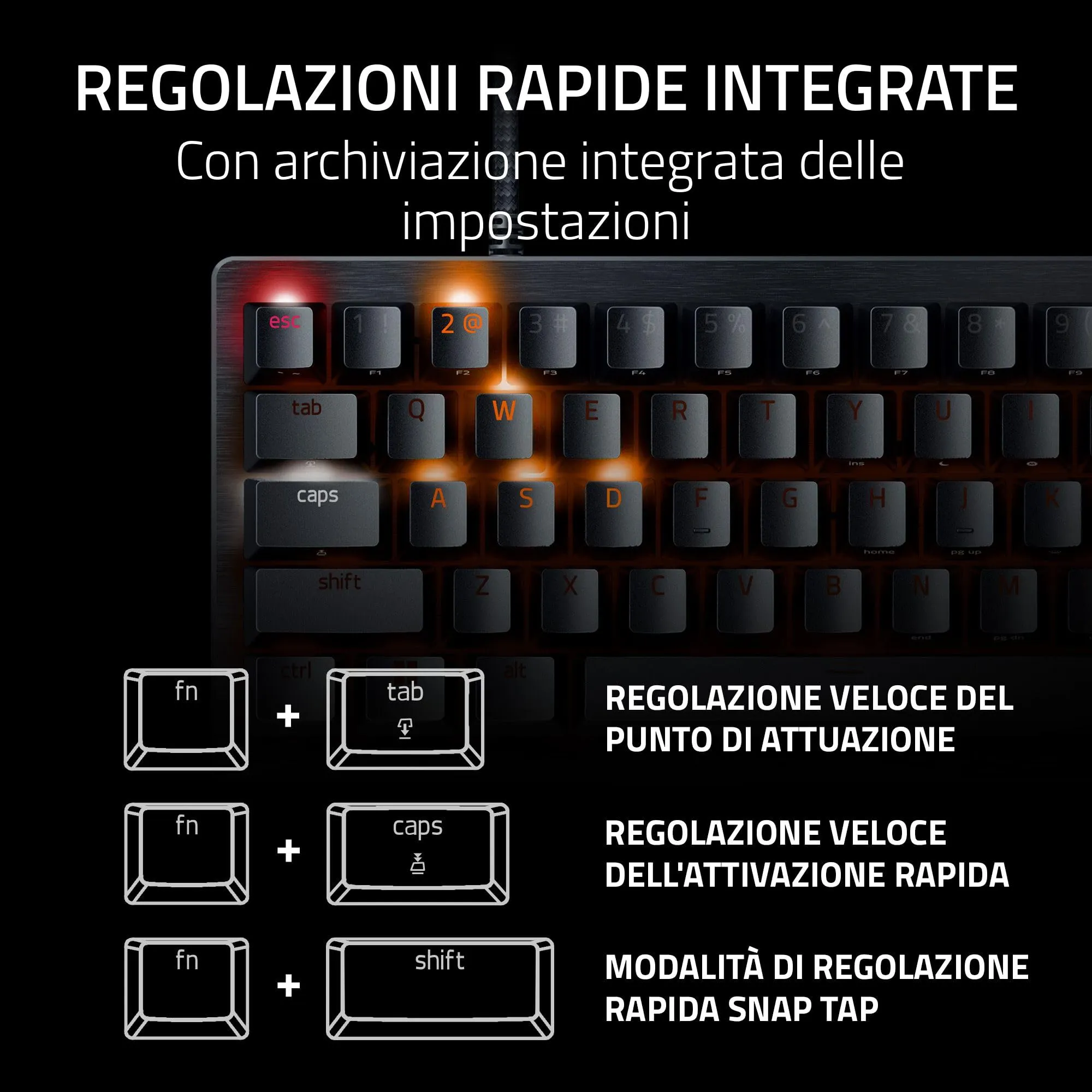 Razer Huntsman V3 Pro Mini - PC Tastiera ottica analogica 60% per esport (Modalità Attivazione Rapida, Metodo di pulsazione/Snap Tap, Regolazioni rapide integrate) US-Layout | Nero - immagine 6