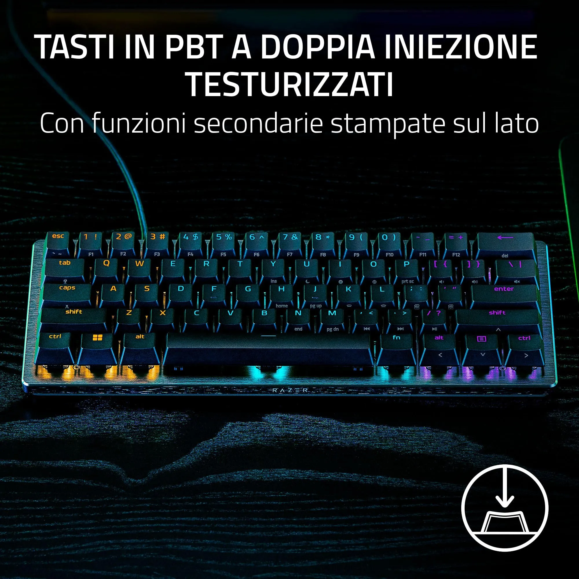 Razer Huntsman V3 Pro Mini - PC Tastiera ottica analogica 60% per esport (Modalità Attivazione Rapida, Metodo di pulsazione/Snap Tap, Regolazioni rapide integrate) US-Layout | Nero - immagine 7