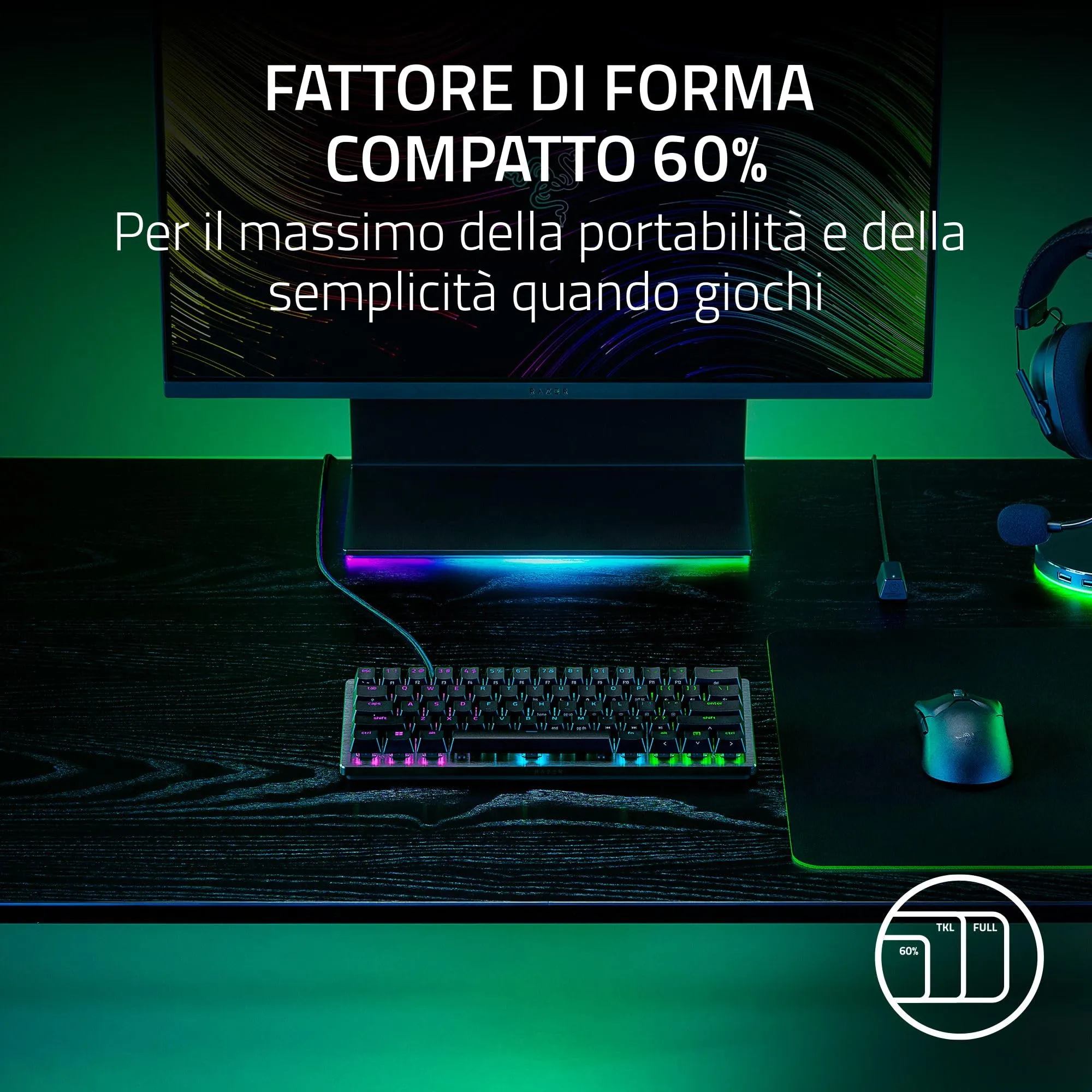 Razer Huntsman V3 Pro Mini - PC Tastiera ottica analogica 60% per esport (Modalità Attivazione Rapida, Metodo di pulsazione/Snap Tap, Regolazioni rapide integrate) US-Layout | Nero - immagine 10