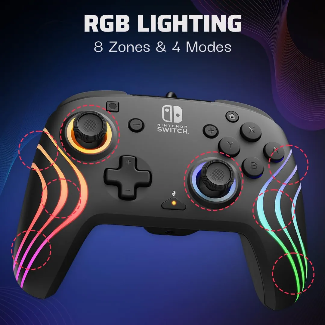 PDP Nintendo Switch Afterglow Wave- Wired- Black - immagine 2