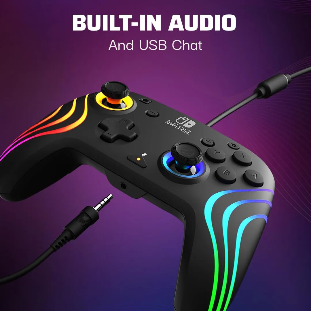 PDP Nintendo Switch Afterglow Wave- Wired- Black - immagine 6