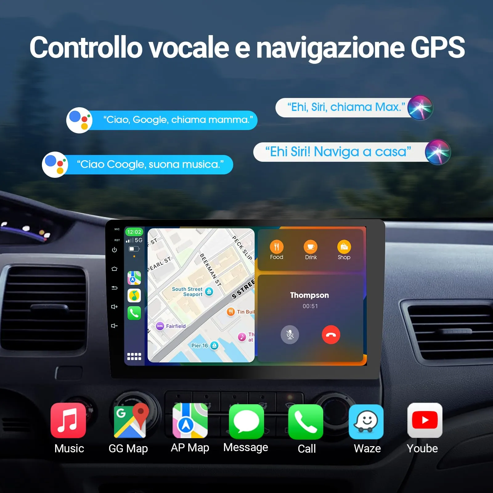 Haudio Autoradio da 9 Pollici, Autoradio 2 DIN con Apple Carplay Wireless & Android Auto, Telecamera Retromarcia HD, Navigazione GPS, Mirror Link, Radio SWC/AM/FM Adatta Maggior Delle Auto 2+64 GB - immagine 3
