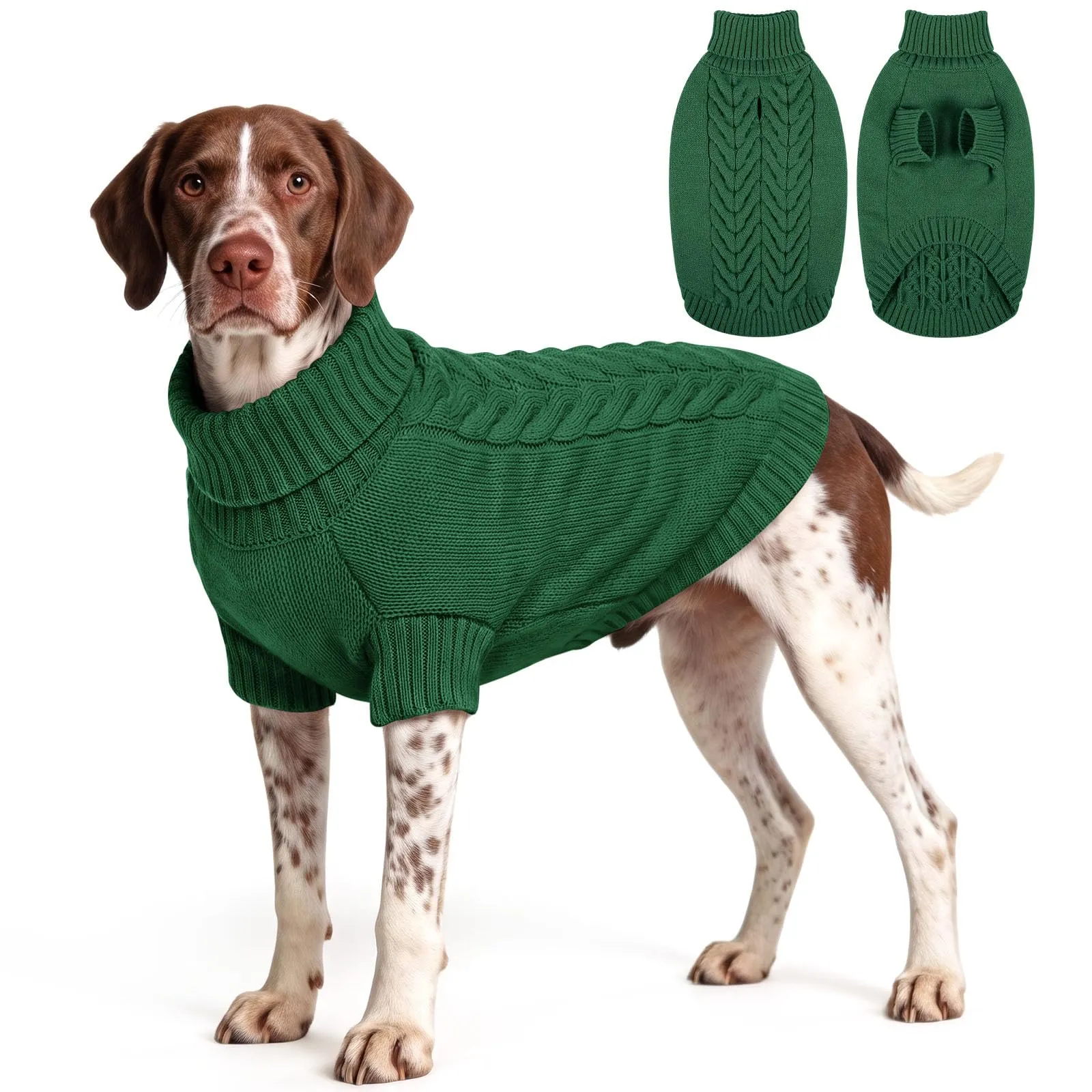 ASENKU Maglione Invernale per Cani Taglia 2XL Grande, Maglioncino Treccia Collo Alto con Foro Guinzaglio per Doberman Golden Retriever Labrador, Maglia Confortevole per Passeggiate Fredde - immagine 1