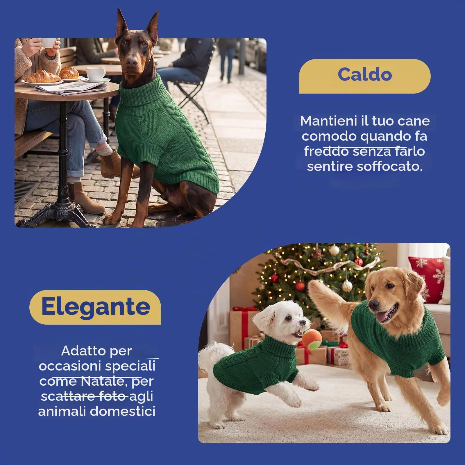 ASENKU Maglione Invernale per Cani Taglia 2XL Grande, Maglioncino Treccia Collo Alto con Foro Guinzaglio per Doberman Golden Retriever Labrador, Maglia Confortevole per Passeggiate Fredde - immagine 8