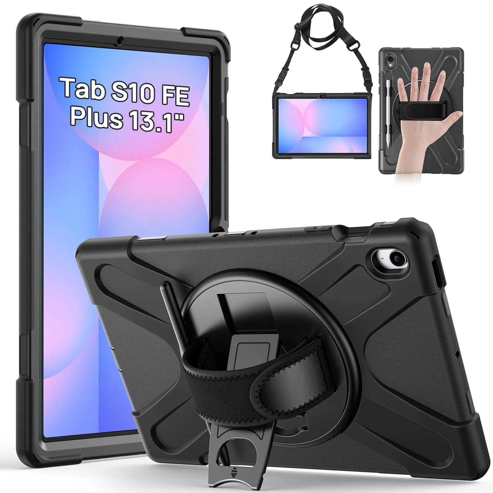 Gerutek Cover per Samsung Galaxy Tab S10 FE Plus/S10 FE+ 13,1'' 2025, Nero - immagine 1