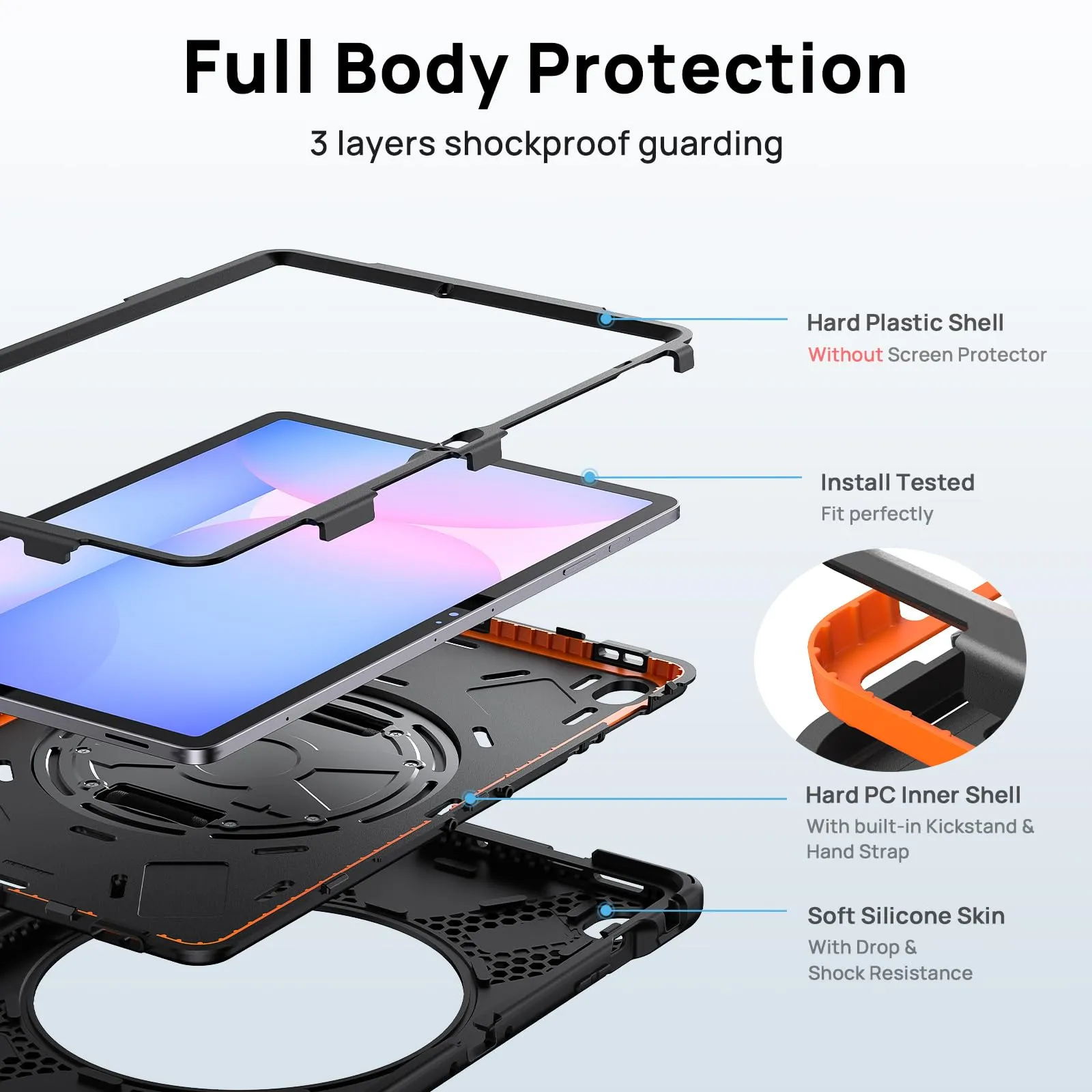 Gerutek Cover per Samsung Galaxy Tab S10 FE Plus/S10 FE+ 13,1'' 2025, Nero - immagine 3