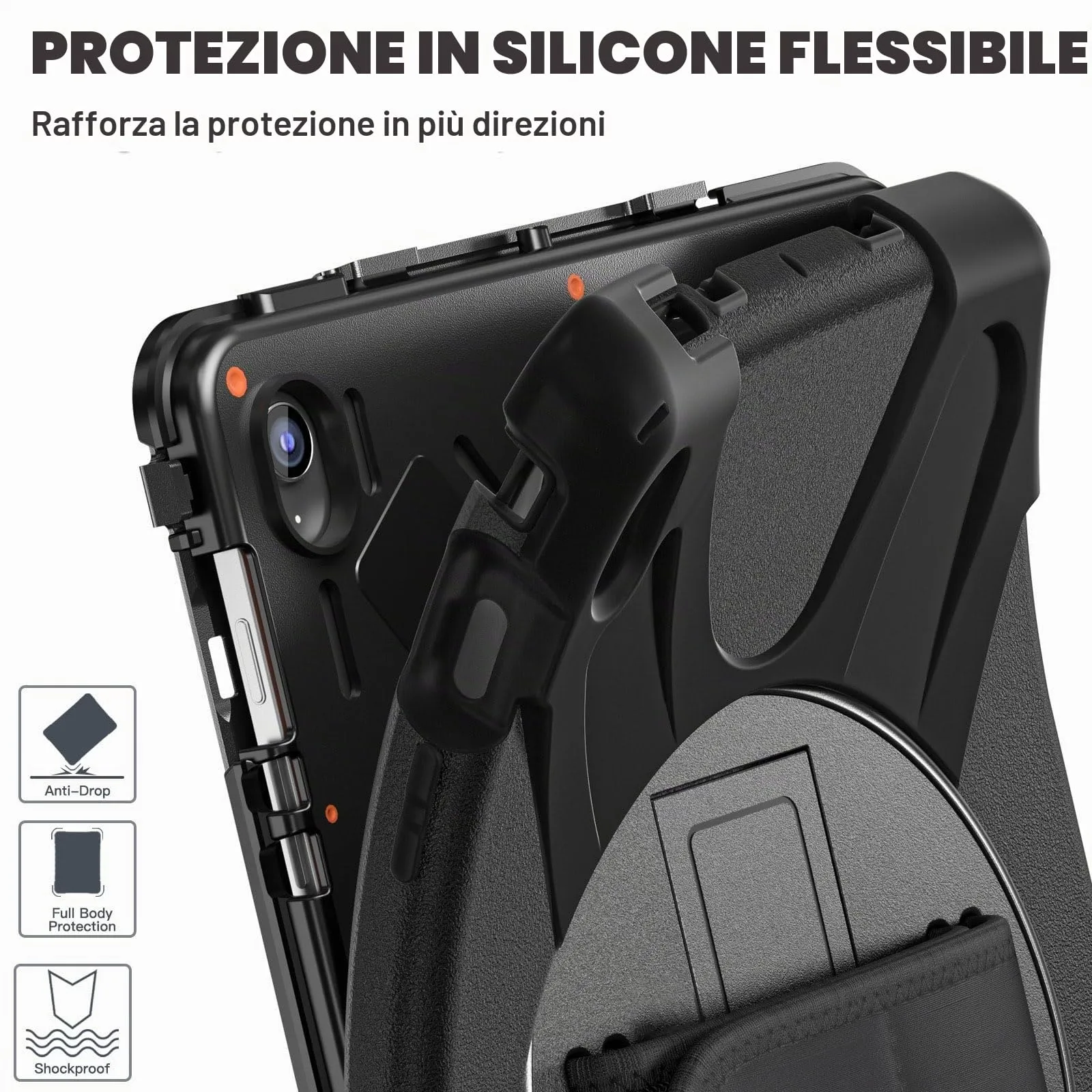 Gerutek Cover per Samsung Galaxy Tab S10 FE Plus/S10 FE+ 13,1'' 2025, Nero - immagine 8