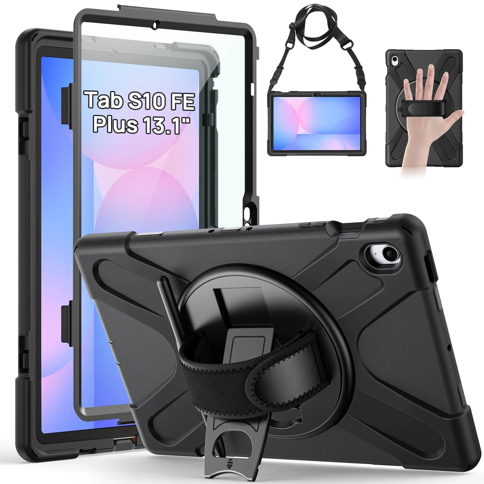 Gerutek Cover per Samsung Galaxy Tab S10 FE Plus/S10 FE+ 13,1'' 2025, Nero - immagine 1