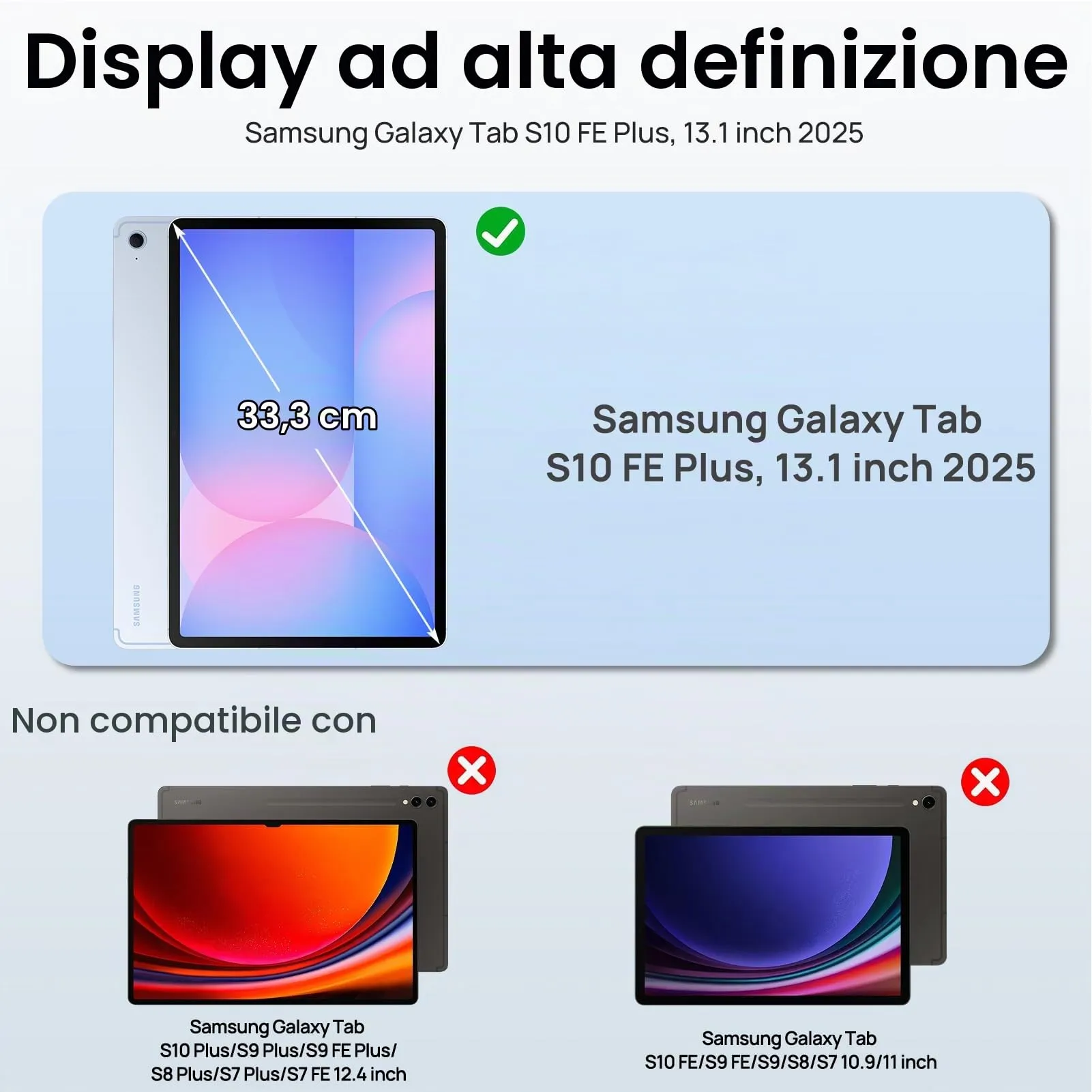 Gerutek Cover per Samsung Galaxy Tab S10 FE Plus/S10 FE+ 13,1'' 2025, Nero - immagine 2