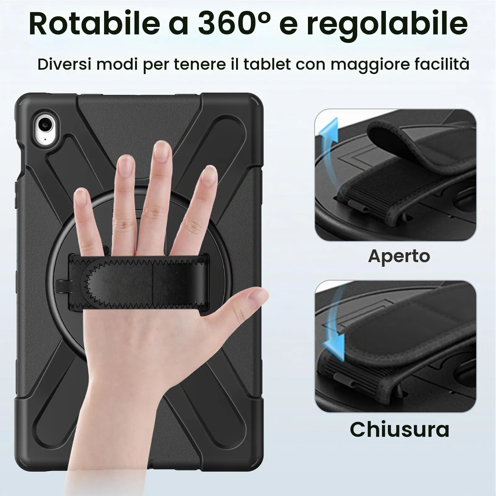 Gerutek Cover per Samsung Galaxy Tab S10 FE Plus/S10 FE+ 13,1'' 2025, Nero - immagine 6