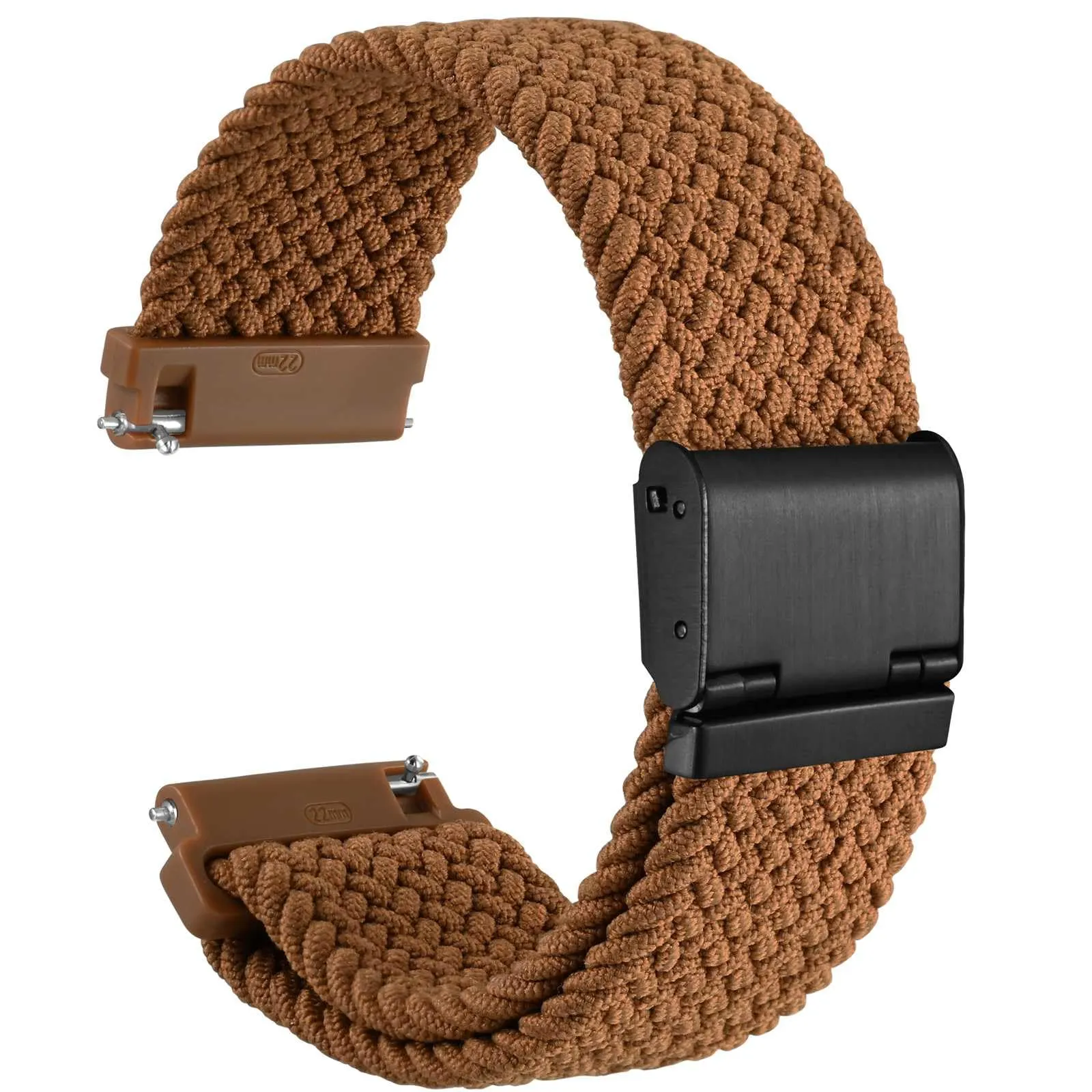 WOCCI 18mm Intrecciato Nylon Cinturino per Orologio da Uomo e da Donna, Regolabile Fibbia Nera (Marrone) - immagine 1