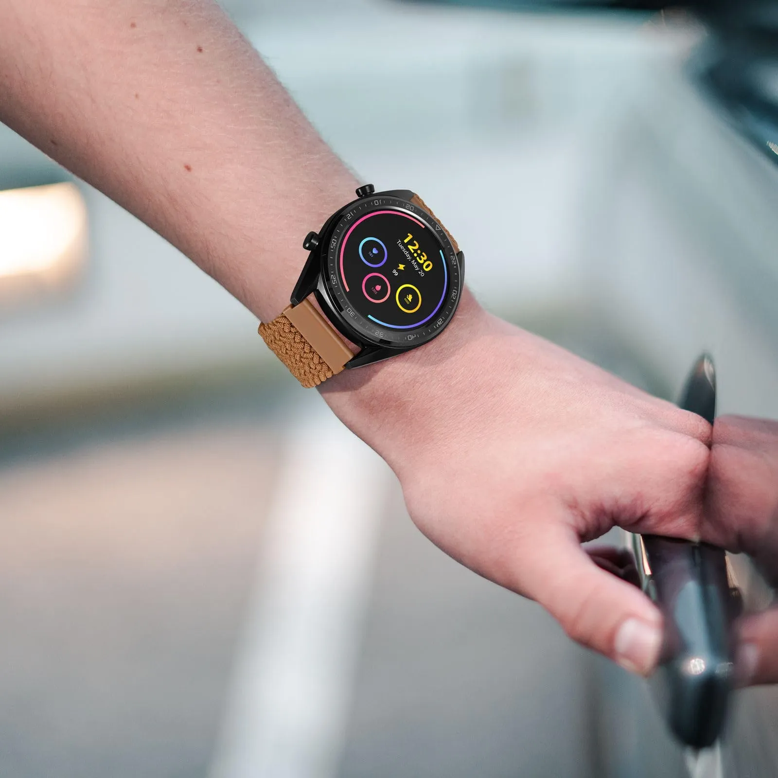 WOCCI 22mm Intrecciato Nylon Cinturino per Orologio da Uomo e da Donna, Regolabile Fibbia Nera (Marrone) - immagine 6