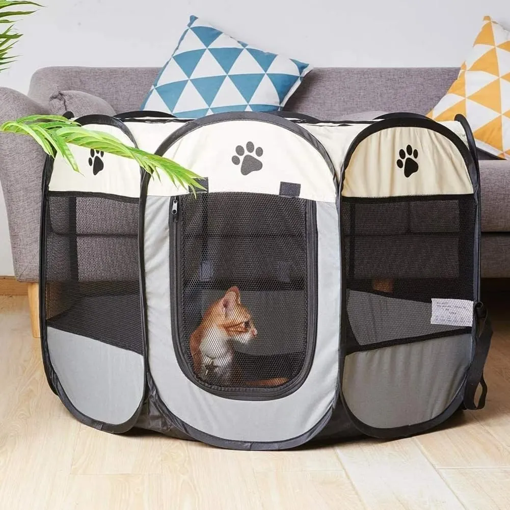 Recinto per Cani da Interno,Box Pieghevole Per Animali Domestici,Box Per Gatti,Cani Per Interno,Recinto Pieghevole,Box per Cuccioli per Piccoli Animali,74 x 74 x 43cm - immagine 6
