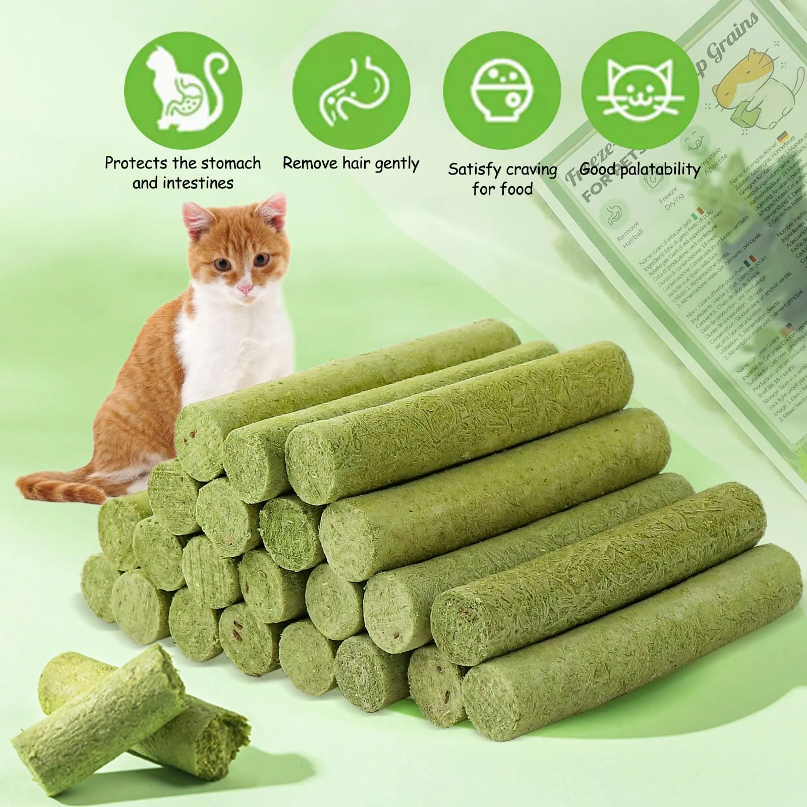 Havenfly 30g Bastoncini Erba Gatta per Gatti, Snack per Gatti Liofilizzato con Erba Gatta per Elimina Boli di Pelo e Pulizia dei Denti, Cat Grass Teething Stick - immagine 8