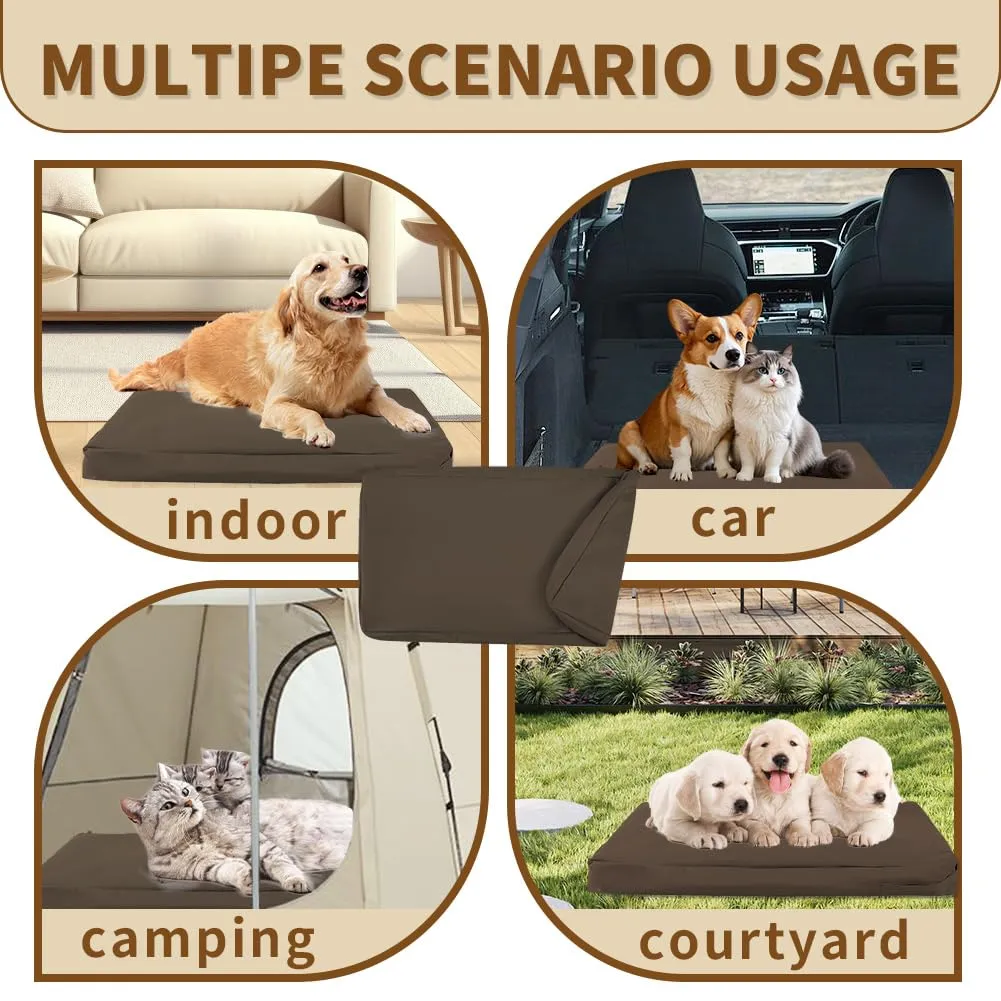 DUJUIKE Coprimaterasso di Ricambio Impermeabile per Cani, coprimaterasso per Animali Domestici, coprimaterasso per Cani Lavabile e sfoderabile, copricuccia (Marrone, XL(122 x 92 x 10cm)) - immagine 8