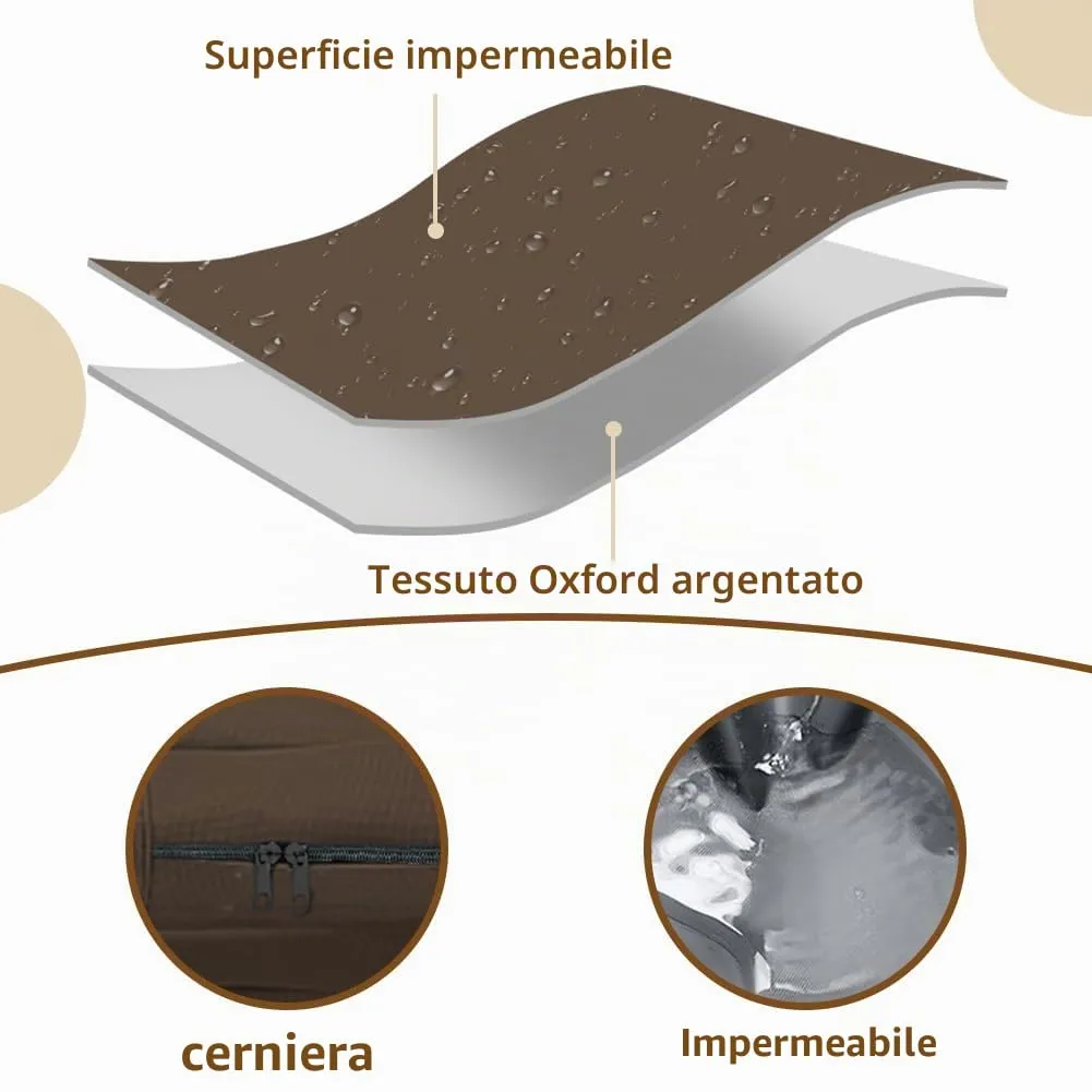 DUJUIKE Coprimaterasso di Ricambio Impermeabile per Cani, coprimaterasso per Animali Domestici, coprimaterasso per Cani Lavabile e sfoderabile, copricuccia con Cerniera (Marrone, M(92 x 59 x 10cm)) - immagine 3