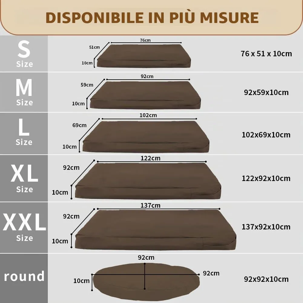DUJUIKE Coprimaterasso di Ricambio Impermeabile per Cani, coprimaterasso per Animali Domestici, coprimaterasso per Cani Lavabile e sfoderabile, copricuccia con Cerniera (Marrone, M(92 x 59 x 10cm)) - immagine 5