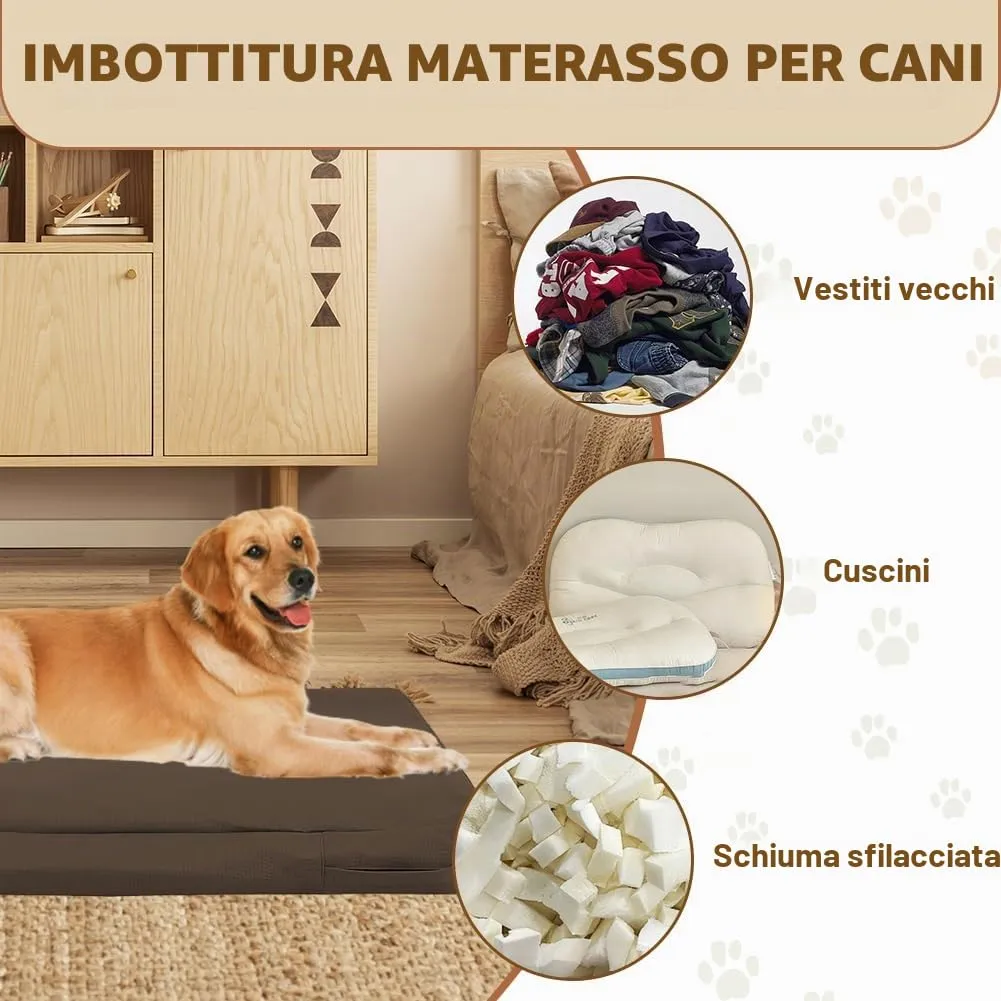 DUJUIKE Coprimaterasso di Ricambio Impermeabile per Cani, coprimaterasso per Animali Domestici, coprimaterasso per Cani Lavabile e sfoderabile, copricuccia con Cerniera (Marrone, M(92 x 59 x 10cm)) - immagine 6