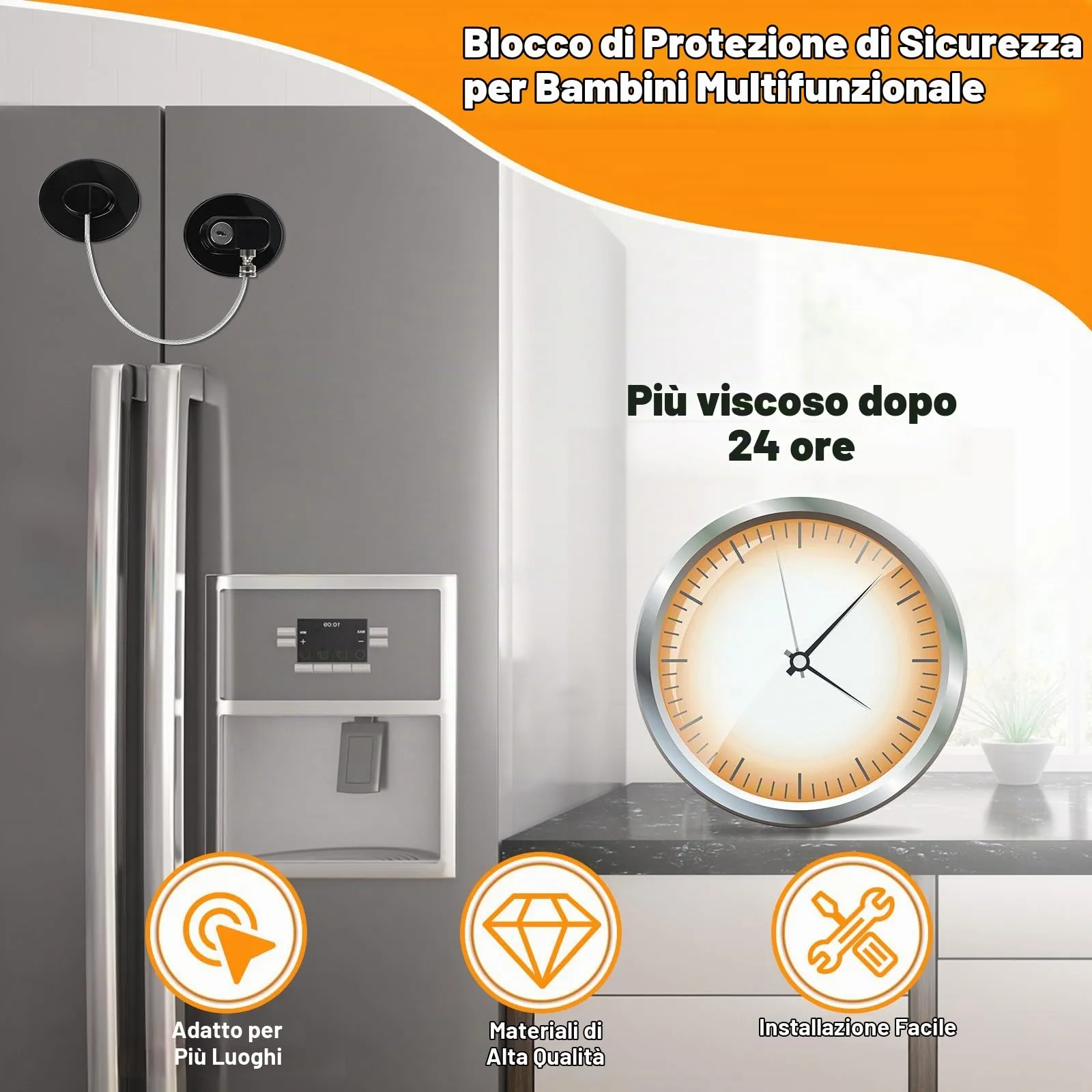 Romon Serratura Per Frigorifero, 4 Pezzi, Bloccafinestre Per Bambini Con 8 Chiavi, Per Porte, Finestre, Frigoriferi, Cassetti, Armadi, Ecc. Con Focus Sulla Sicurezza Dei Bambini - immagine 2
