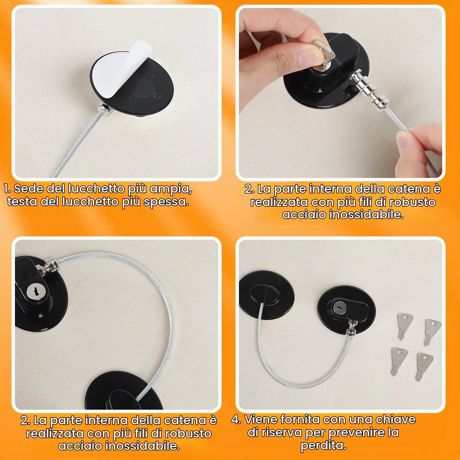 Romon Serratura Per Frigorifero, 4 Pezzi, Bloccafinestre Per Bambini Con 8 Chiavi, Per Porte, Finestre, Frigoriferi, Cassetti, Armadi, Ecc. Con Focus Sulla Sicurezza Dei Bambini - immagine 4