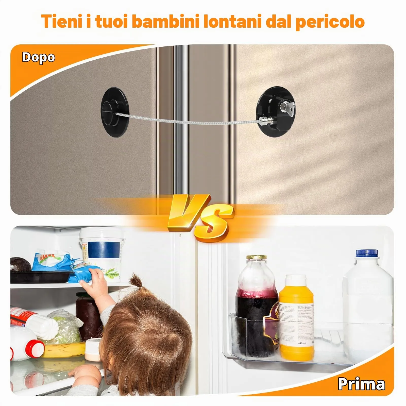 Romon Serratura Per Frigorifero, 4 Pezzi, Bloccafinestre Per Bambini Con 8 Chiavi, Per Porte, Finestre, Frigoriferi, Cassetti, Armadi, Ecc. Con Focus Sulla Sicurezza Dei Bambini - immagine 5
